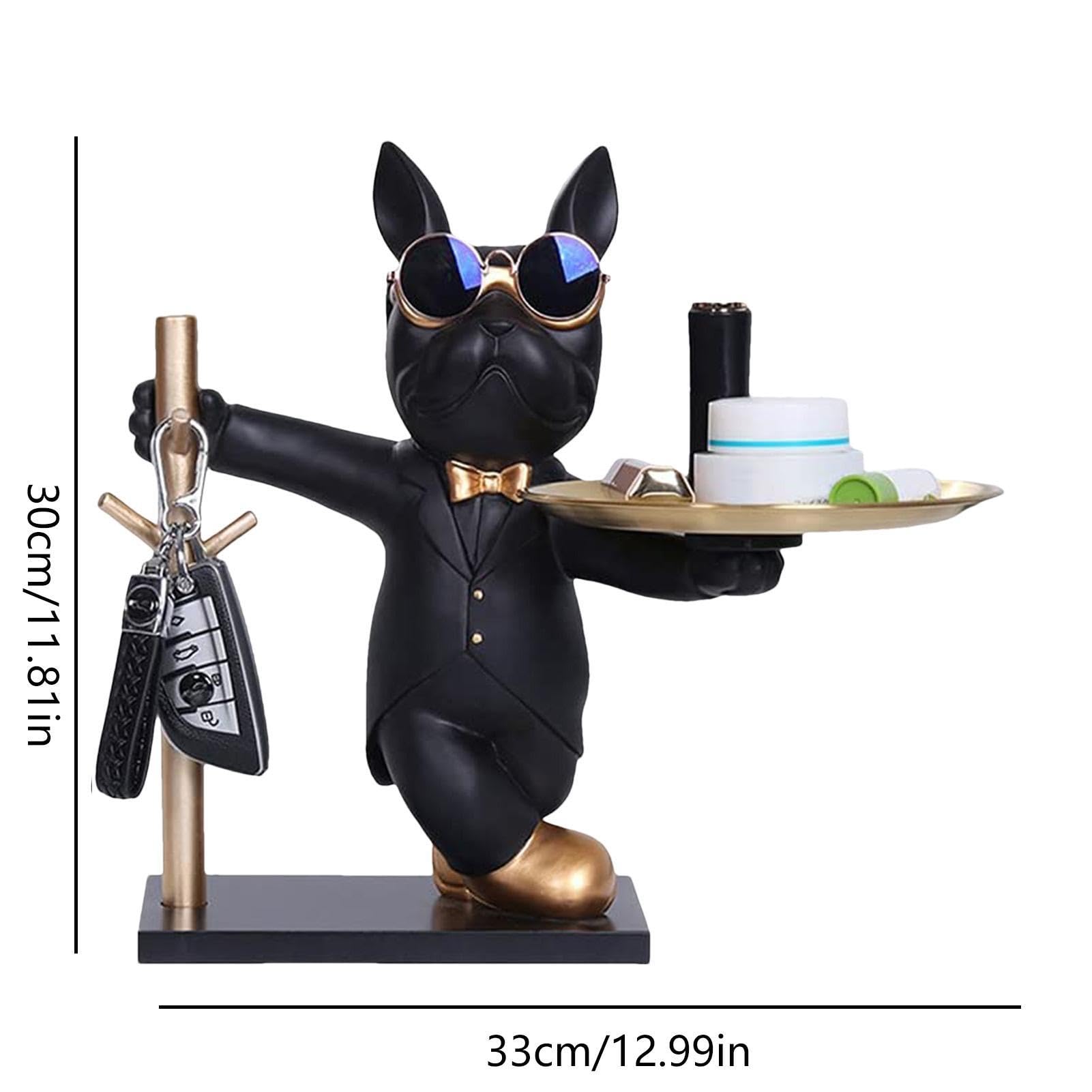 Vassoio Bulldog Francese Chiave di Stoccaggio Coole Figura Decorativa Statua