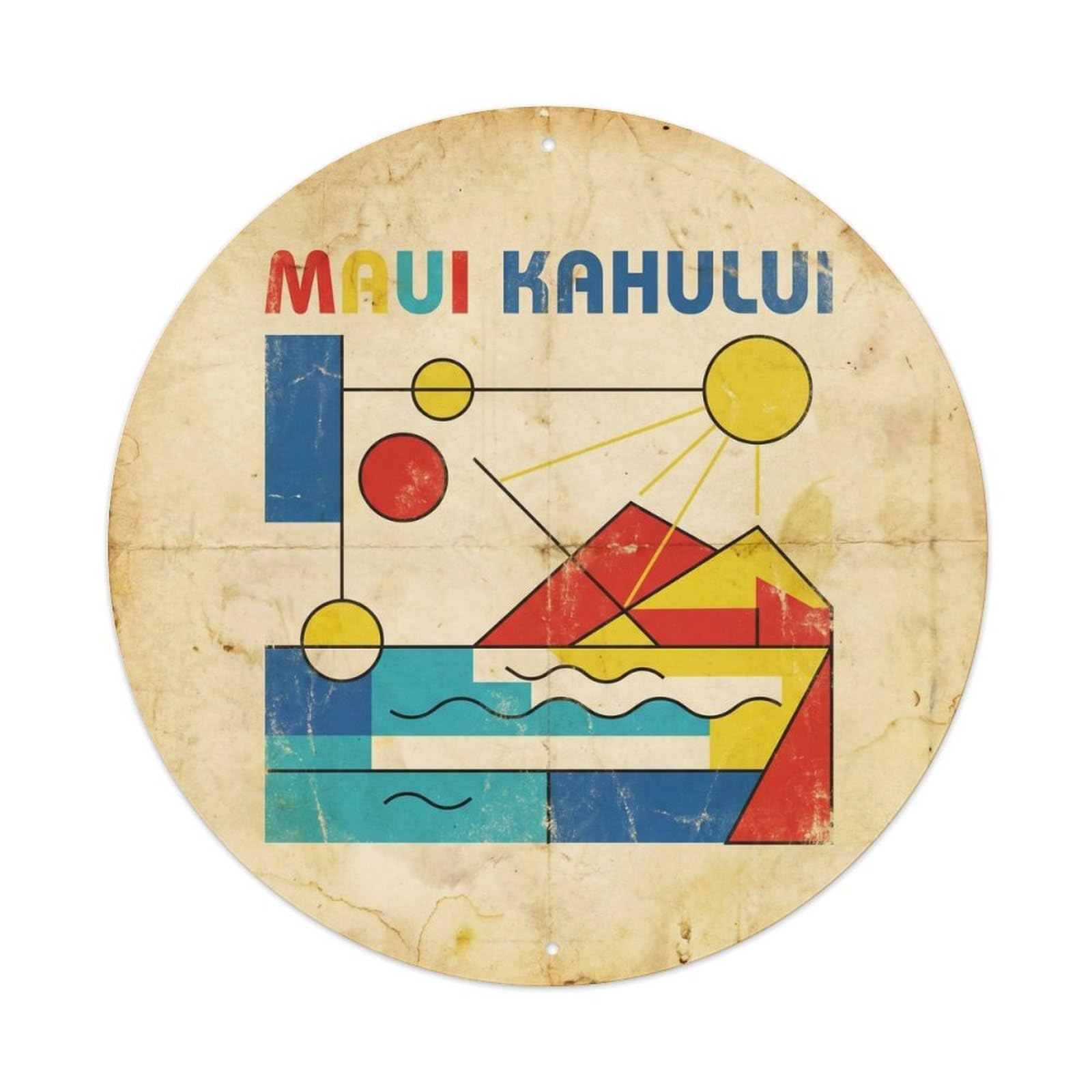 Maui Kahului Beach Destination Constructivist Metal Tin Sign