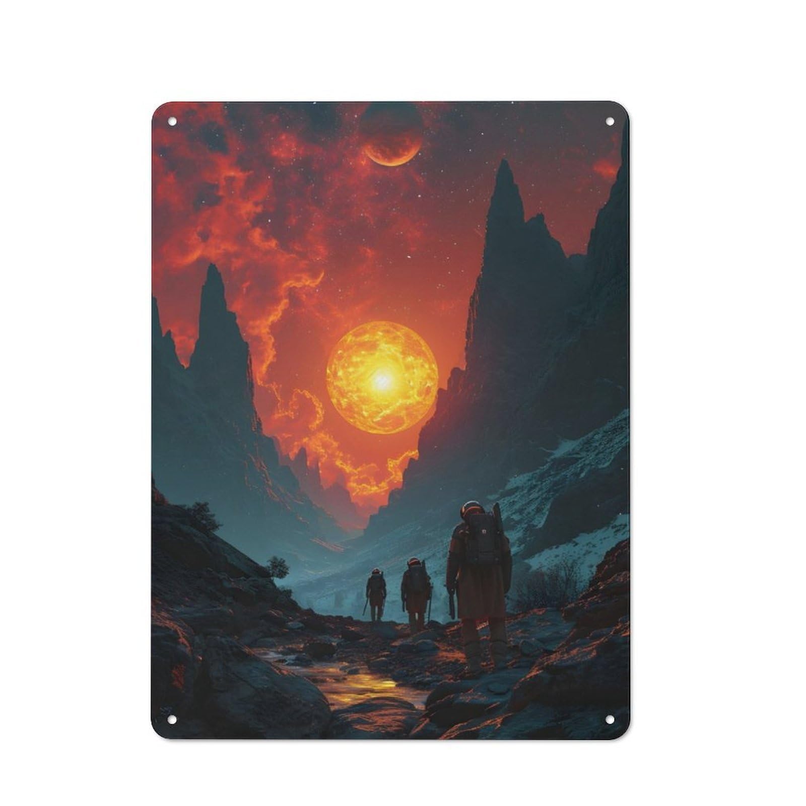 Junmoney Astronaut On New Planet Metal Sign 40X30cm With For Workshop Wall, Rustic Decor, For Garage, Workshop And Man Cave Decoration
