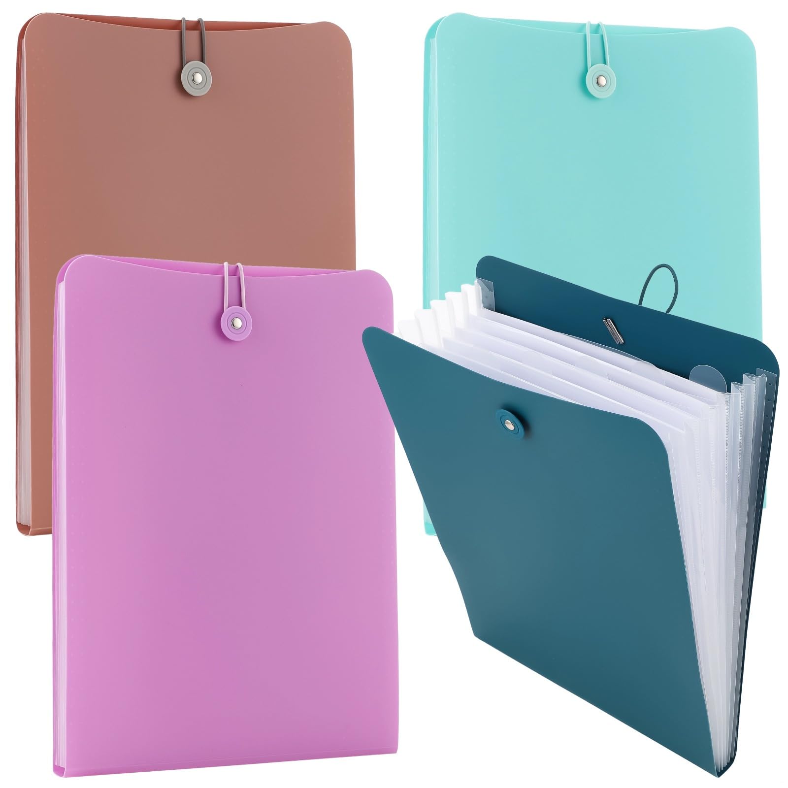 4 cartelline a fisarmonica espandibili, 7 tasche, formato A4, organizer verticale con chiusura elastica per documenti cartacei