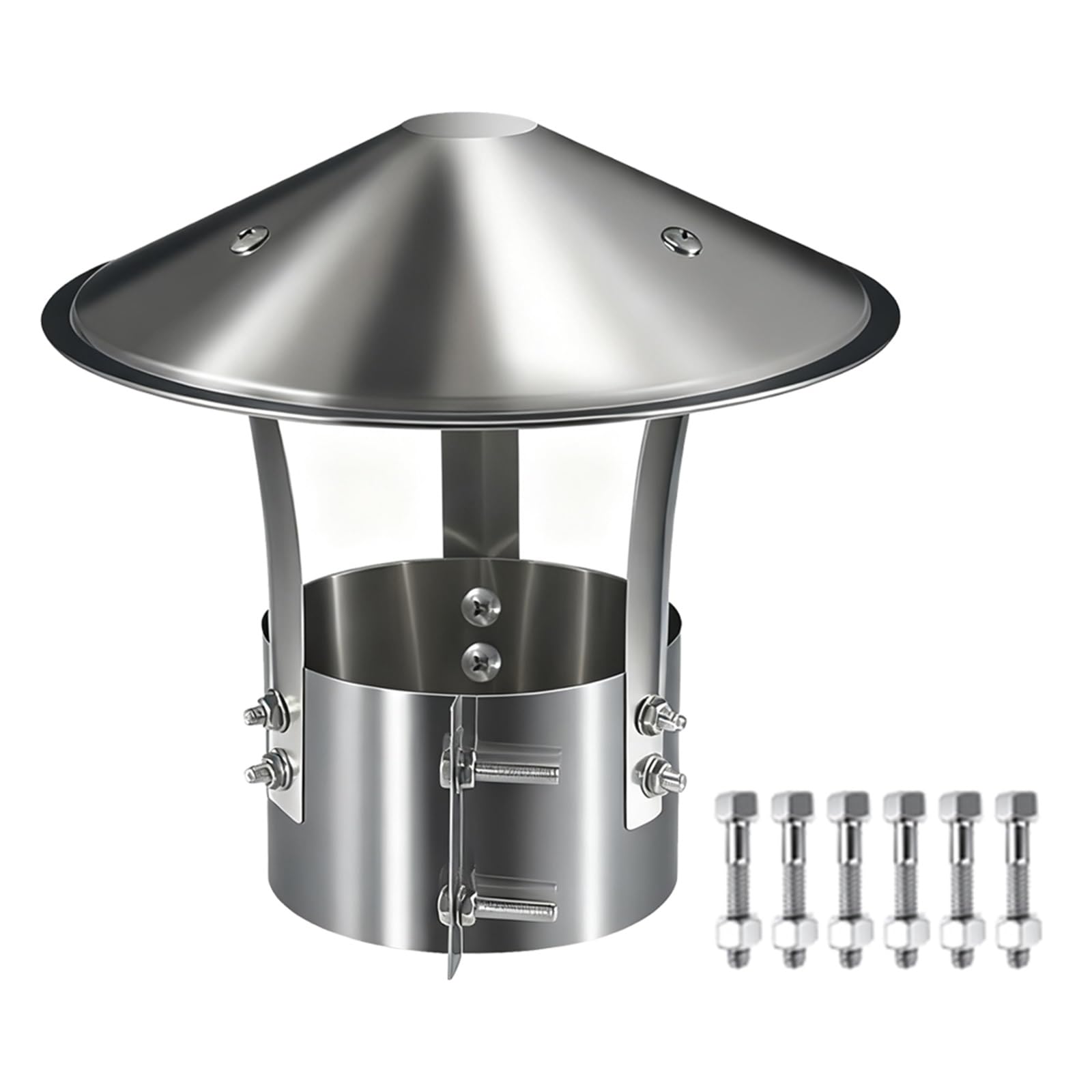 KGLHJDY Stainless Steel Round Chimney Cowl Roof Rain Cover Cap Chimney Cowl for Exterior Fireplace Flue 90-240mm(110mm/4.33in)