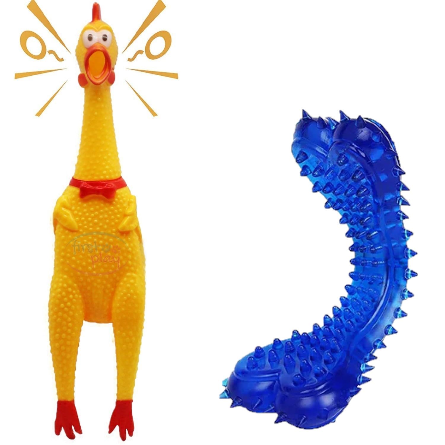 First Play Pack of 2 Dog Toys I Squeaky Chicken + Bone for Dogs I 100% Natural Rubber I Safe & Non-Toxic Chew Toys for Dogs I Puppy Teething & Dental Cleaning for Puppies/Dogs (B0BTT163WV) Amazon Price History, Amazon Price Tracker