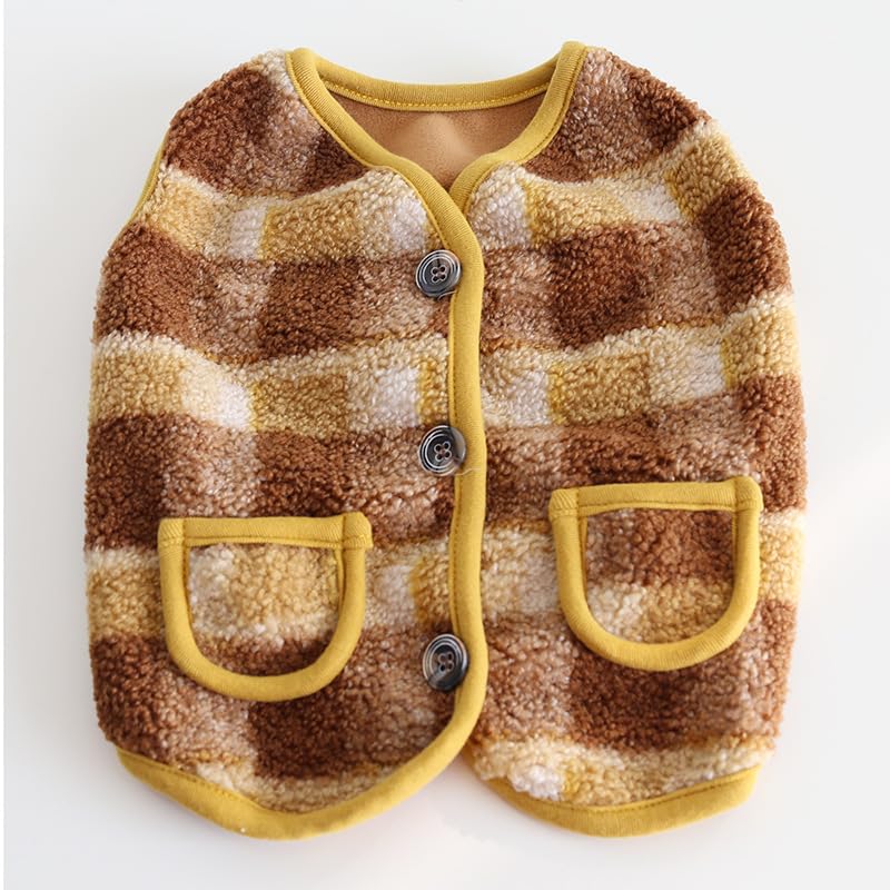 BT Bear Fat Dog Clothes,Dog Big Chest Polar Fleece Pet Winter Warm Coat Jacket for Cats Small Dogs Medium Dogs Pug French Bulldog (S,Yellow) - Image 2