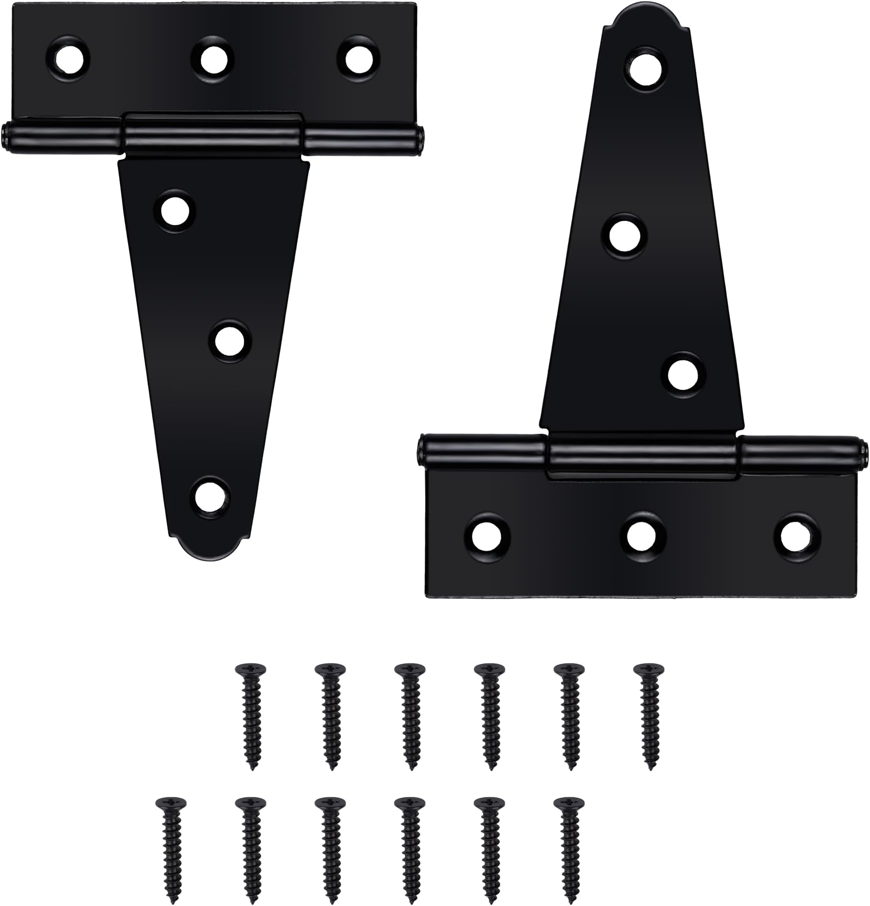 Auxdee Black TStrap Shed Door Hinges Heavy Duty, Barn Door Hinges with
