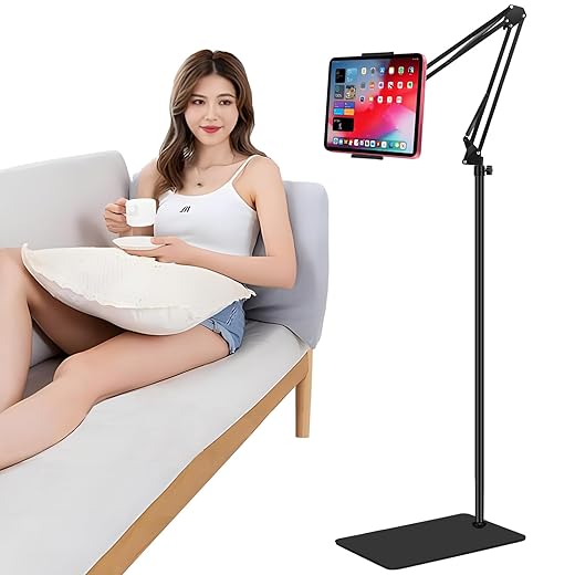 ASWINN Tablet Floor Stand, Adjustable Universal 360-degree Rotatable Metal Tablet Holder, Ipad Stand Floor for iPad/iPhoneX/iPad Pro or Other 4.5~12.9 Inches Devices (Black)