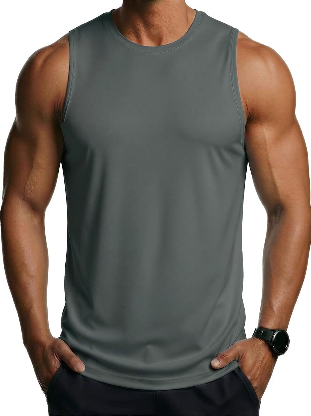 MAGCOMSEN Tank Top Herren Muskelshirts Leicht Rundhals Achselshirt Sommer Quick Dry Gym Trägershirt Fitness Ärmelloser T-Shirt