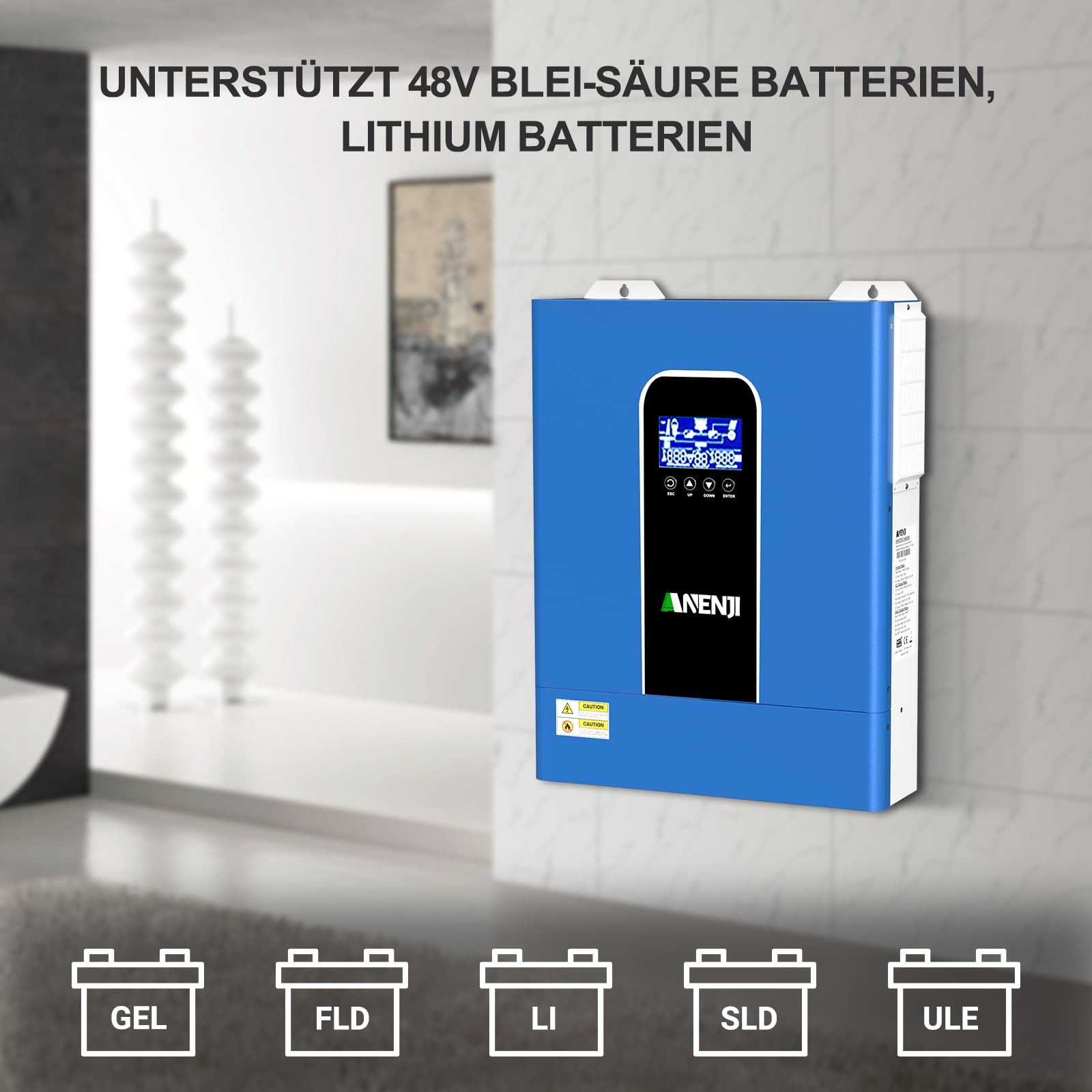11KW Invertitore ibrido 48V, in grado di operare in parallelo per reti trifase (max. 6 unità) da DC 48V a AC 230V, regolatore di carica solare MPPT da 160A per batterie al piombo e al litio, adatto