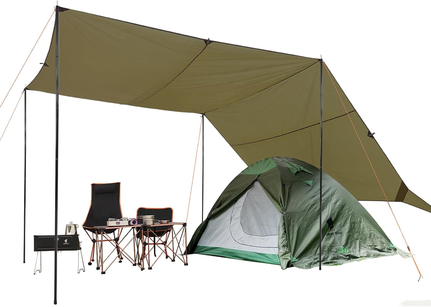 GEERTOP Large Camping Tent Tarp 17 x 10ft Portable Hammock Rain Fly Tarp with Poles Waterproof Backpacking Hammock Tarp for Outdoor Travelling GEERTOP Large Camping Tent Tarp 17 x 10ft Portable Hammock Rain Fly Tarp with Poles Waterproof Backpacking Hammock Tarp for Outdoor Travelling