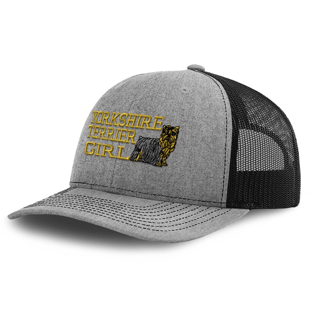 - Richardson Mesh Cap Embroidered Yorkshire Terrier Dog Girl Yorkie Trucker Hats for Men & Women
