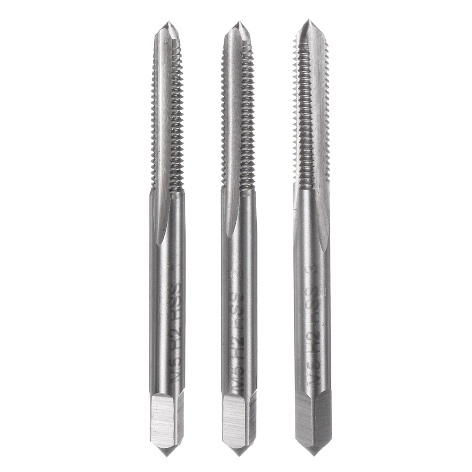 sourcing map 3pcs Metric Hand Tap Set, M5 x 0.8 Taper/Plug/Bottom Thread Screw Taps, High Speed Steel Hand Threading Tapping Tool Kit