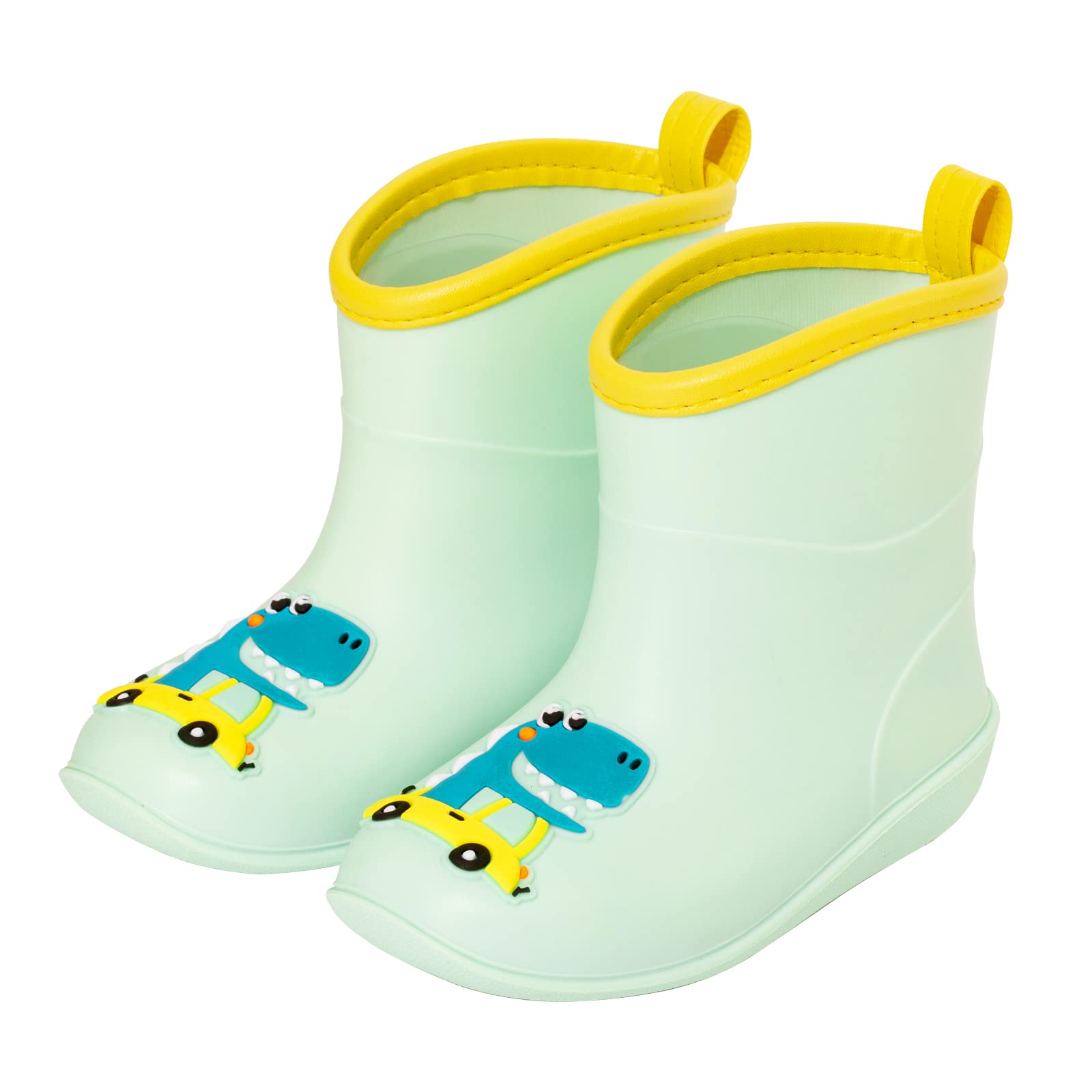 FUNCOO PLUSBaby Wellies for Boys Girls, Lightweight Child Kids Wellies, Animal Cartoon Pattern Welly Boots, Infant Rain Boot Wellingtons Waterproof Boots for 1-6 Years