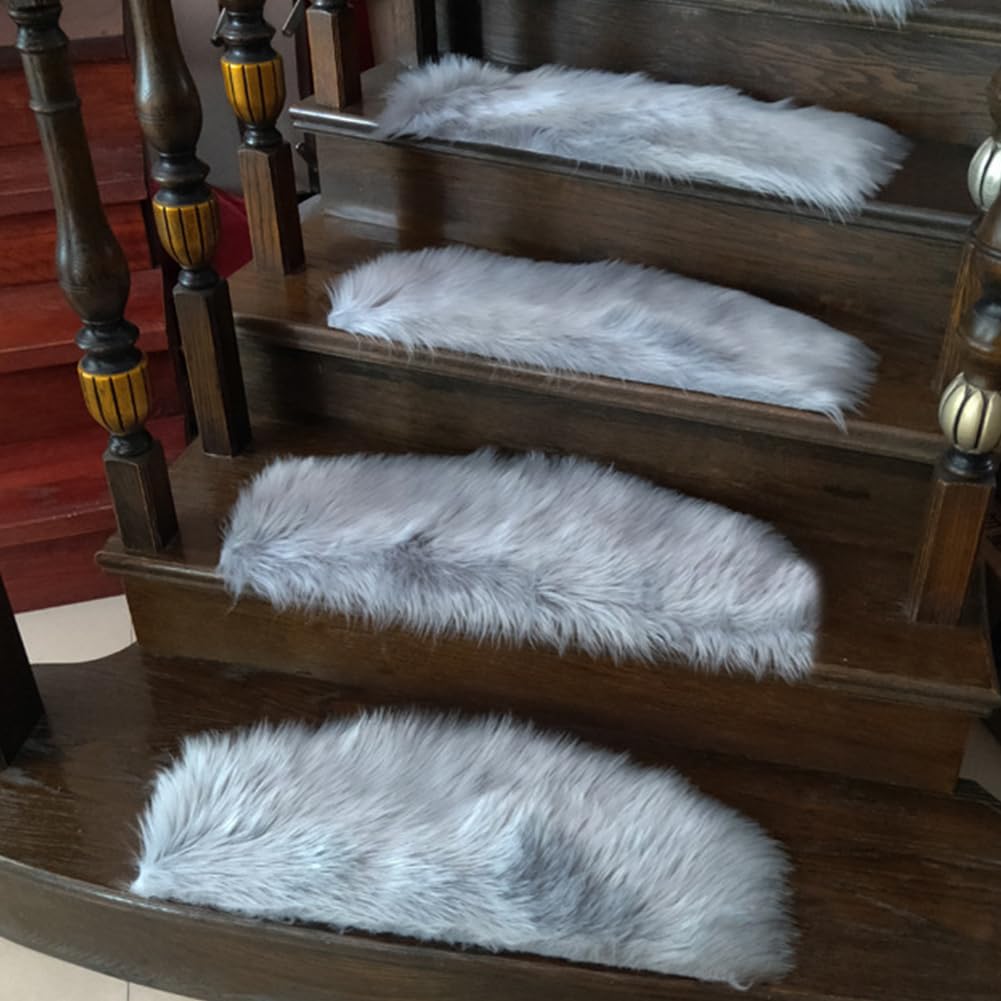 YTBHSHXZ stair treads， 1Pc Fluffy Soft Stairs Non-Slip Plush Carpet Runner Anti-Slip(F,85x24cm)