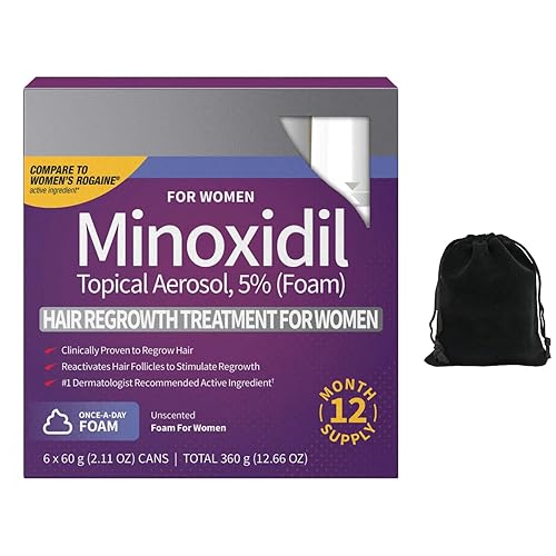 Kirkland Signature - Espuma de minoxidil al 5% para mujeres, tratamiento de recrecimiento de pérdida de cabello, suministro para 12 meses, sin