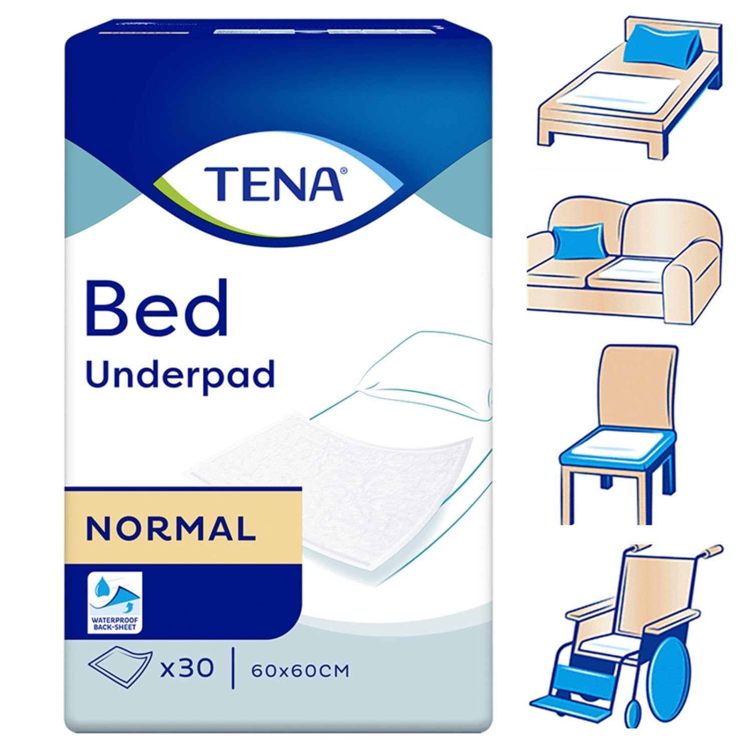 Podkłady chłonne TENA Bed Normal 60x60cm na łóżko krzesło materac 30szt