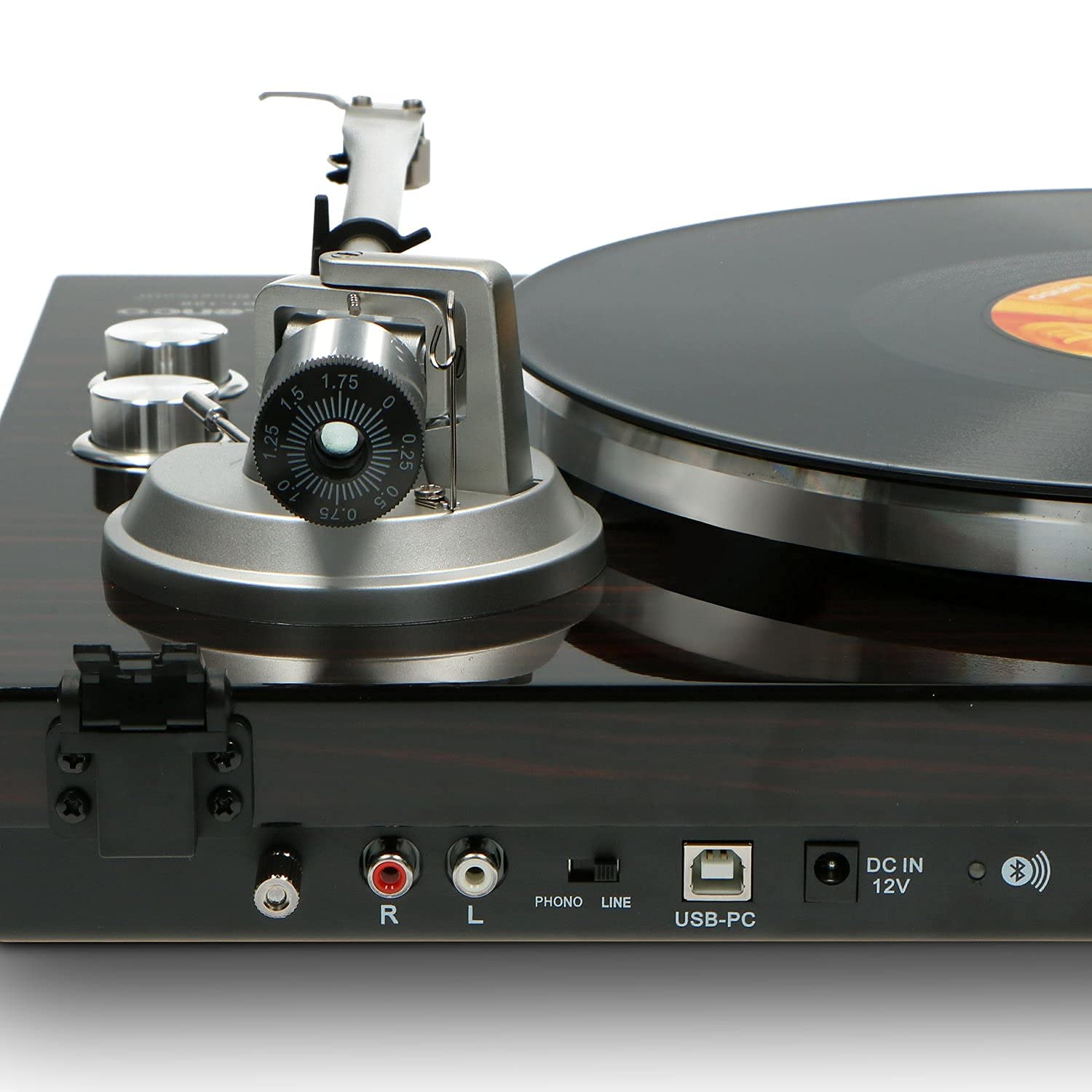 Lenco Giradischi LBT-188 - Bluetooth - Trasmissione a cinghia - 2 velocità 33 e 45 giri - Anti-Skating - Digitalizza vinile in MP3 - Marrone scuro, LBT-188 WA, Noce