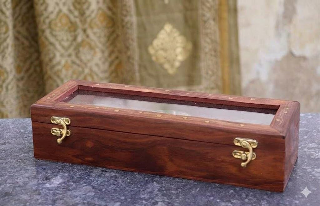 Premium Wooden Storage Box with Glass Lid – Multipurpose Display & Organizer Case-image-8