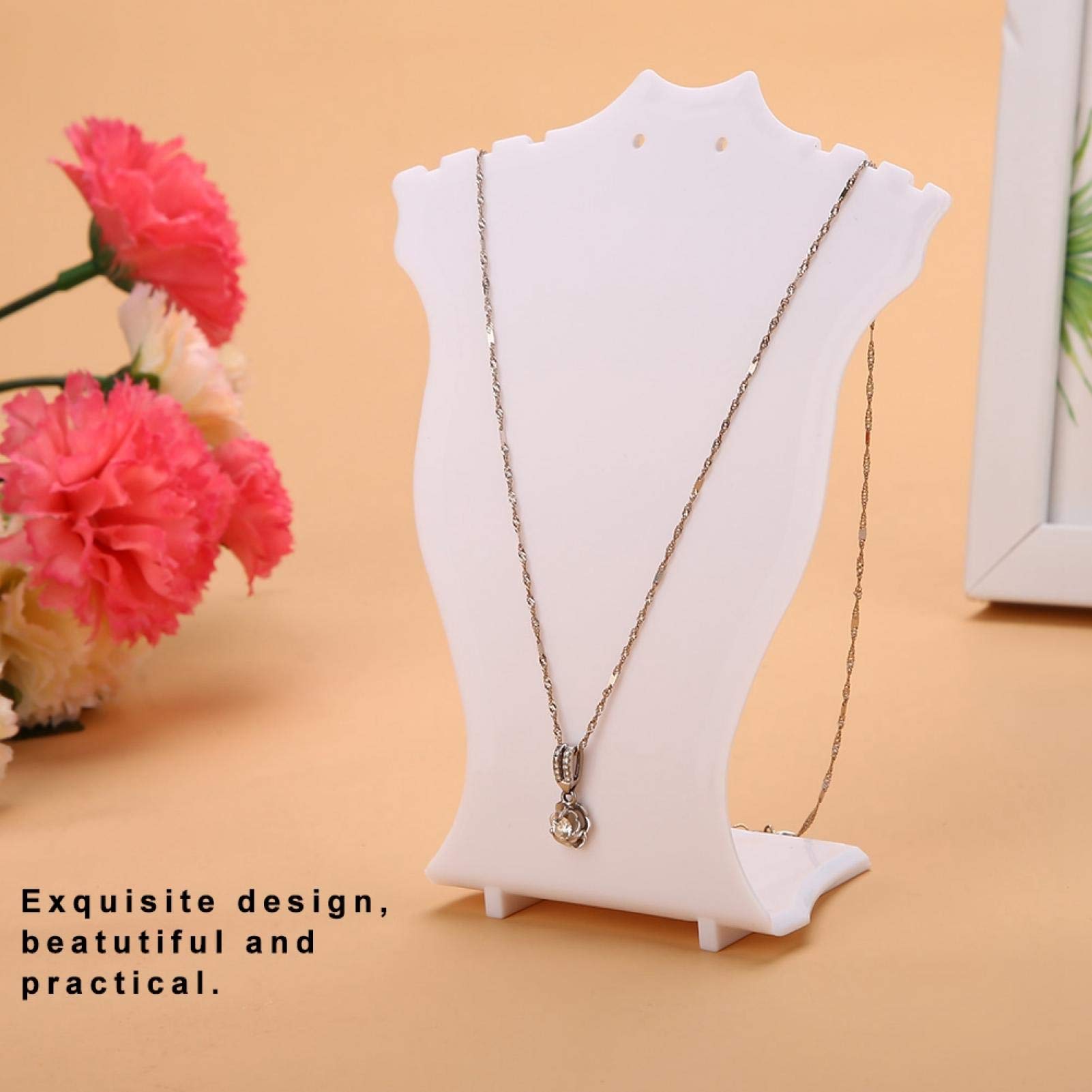 Justsoso 4-Piece Acrylic Necklace Display Stand – White Neck Form Easel For Jewelry Store Or Home