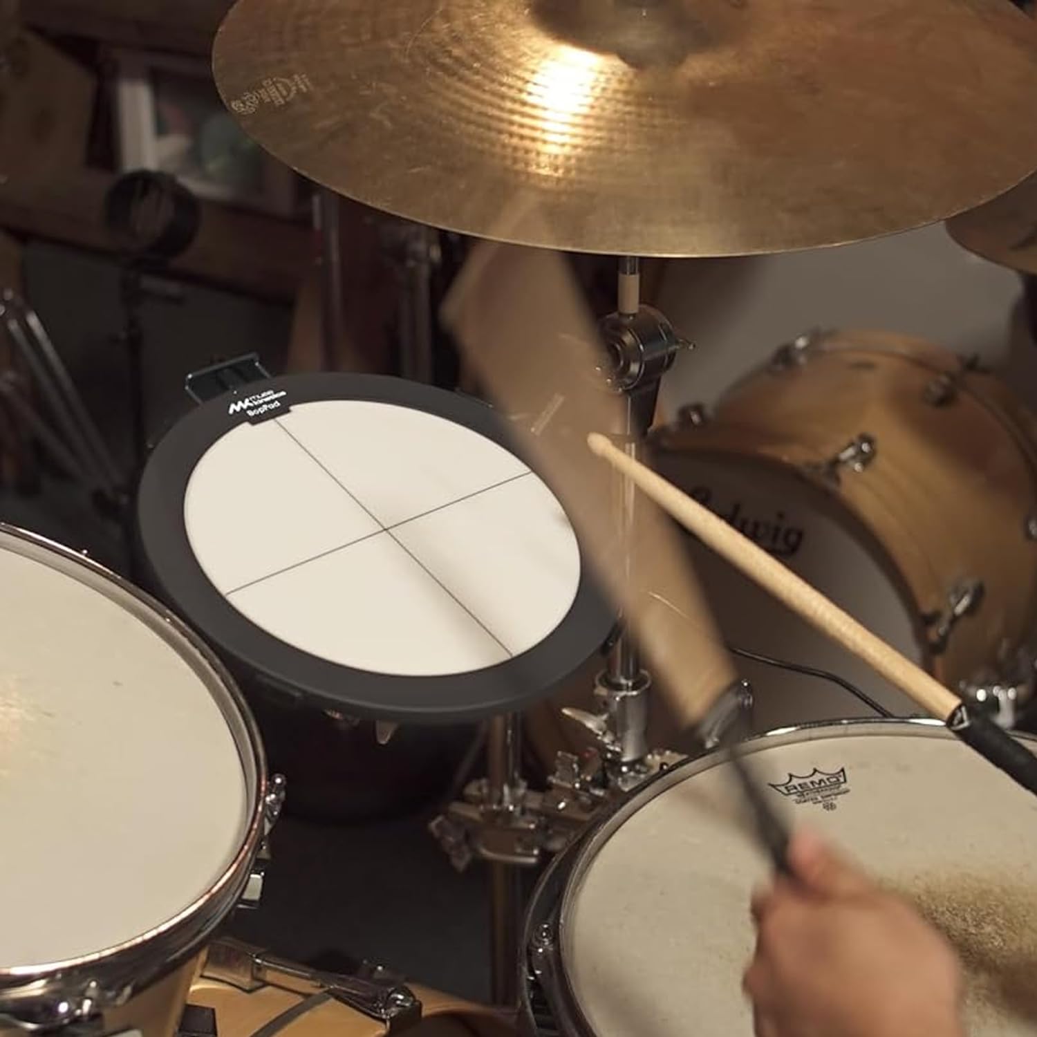 Muse Kinetics Bop Pad 4-Zonen USB MIDI-Drumpad 10 Zoll + keepdrum Drumsticks 1 Paar