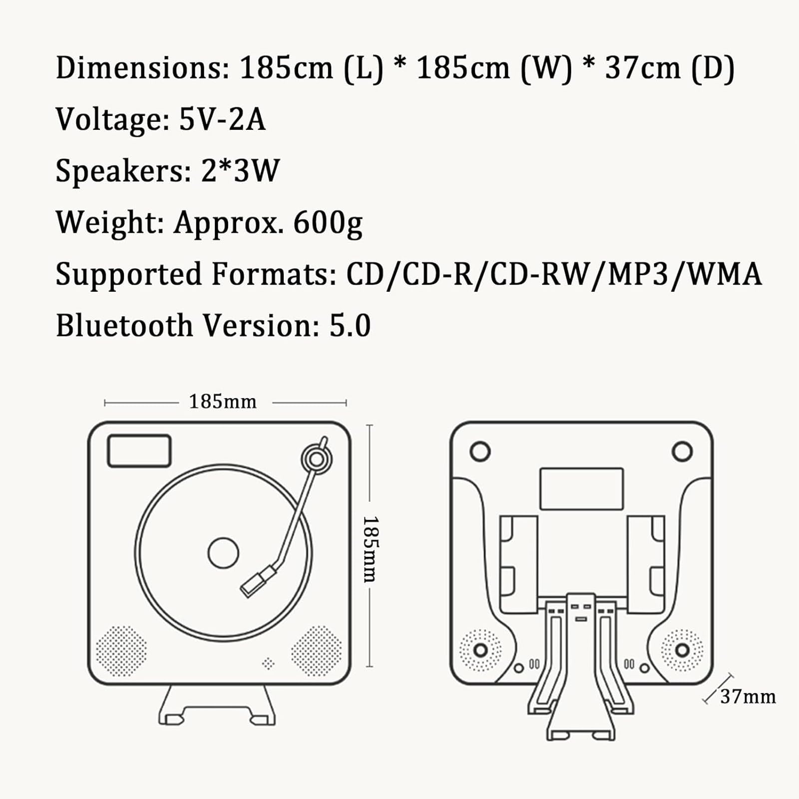 Ścienny odtwarzacz CD, przenośny odtwarzacz CD z Bluetooth 5.0, obsługuje płyty CD/CD-R/CD-RWMP3/WMA, z pilotem zdalnego sterowania, może być transkrypowany na dysk USB, do galerii domu i biura