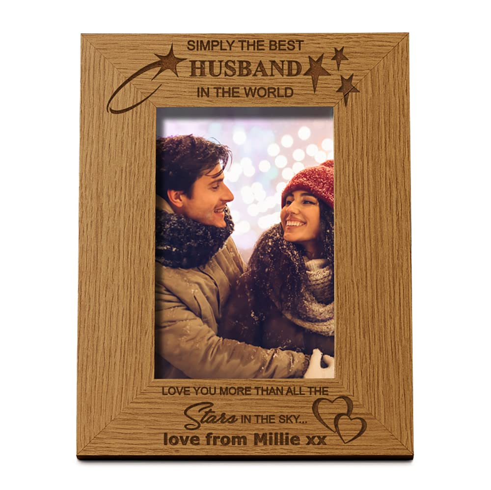 Ukgiftstoreonline No Personalisation Personalised Best Husband Portrait Wooden Photo Frame Gift (5 X 7 Inch)