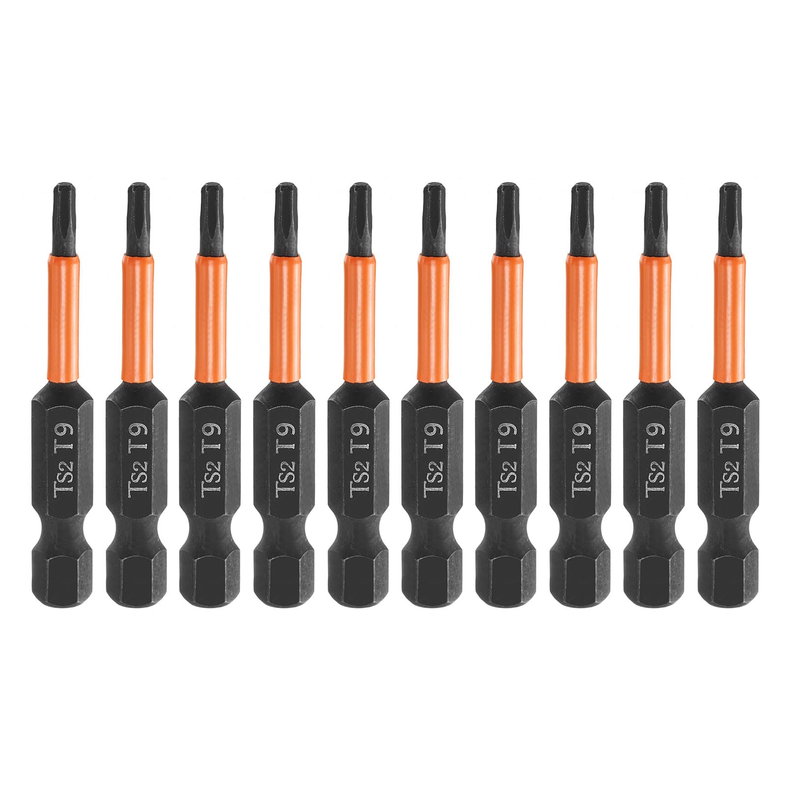 sourcing map 10pcs T9 Torx Head Screwdriver Bit 50mm Long 1/4" Hex Shank โ image 1