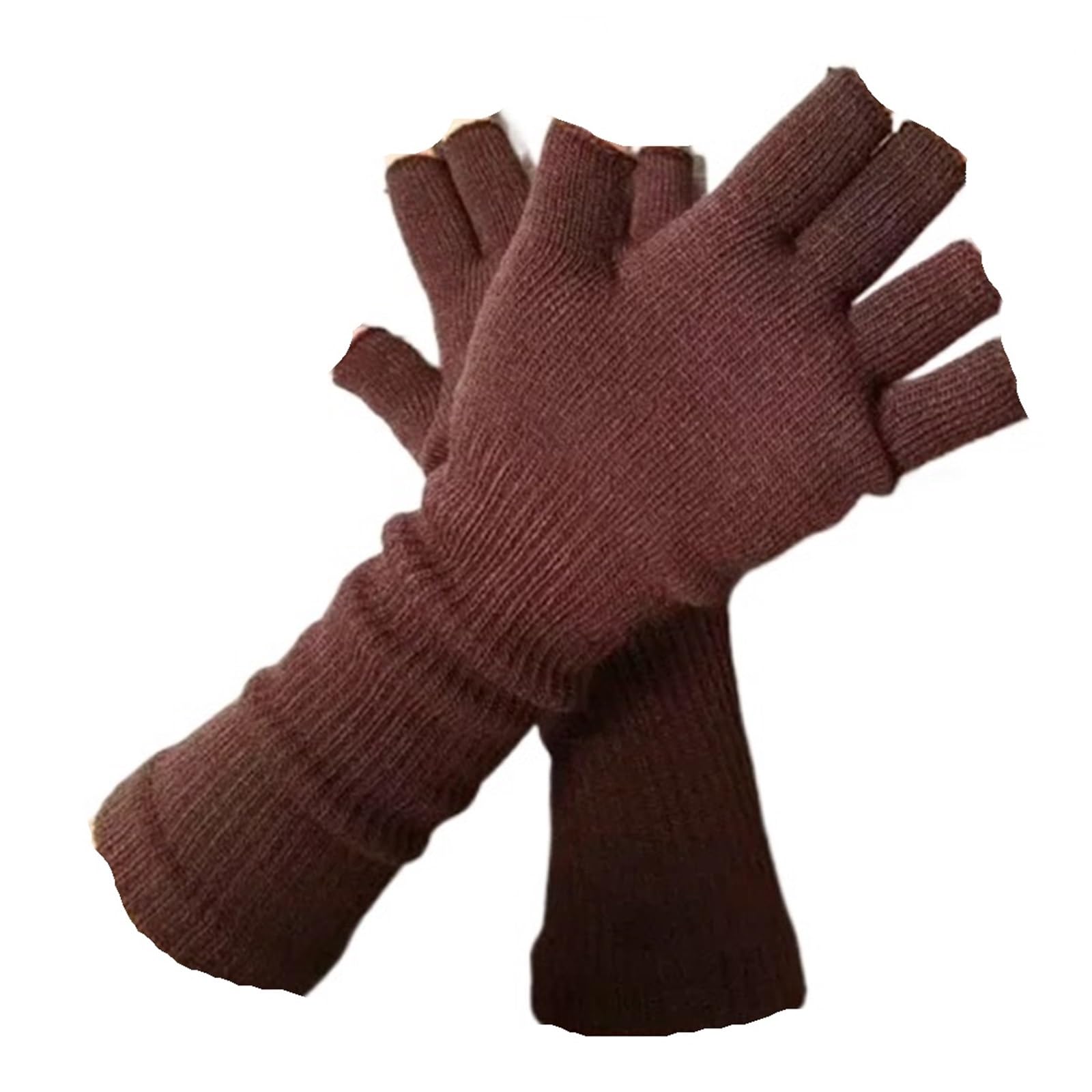3 pares elásticos de muñeca larga Color sólido guantes escritura medio dedo cálidos sin dedos a prueba frío Para Correr, Ciclismo, Conducir