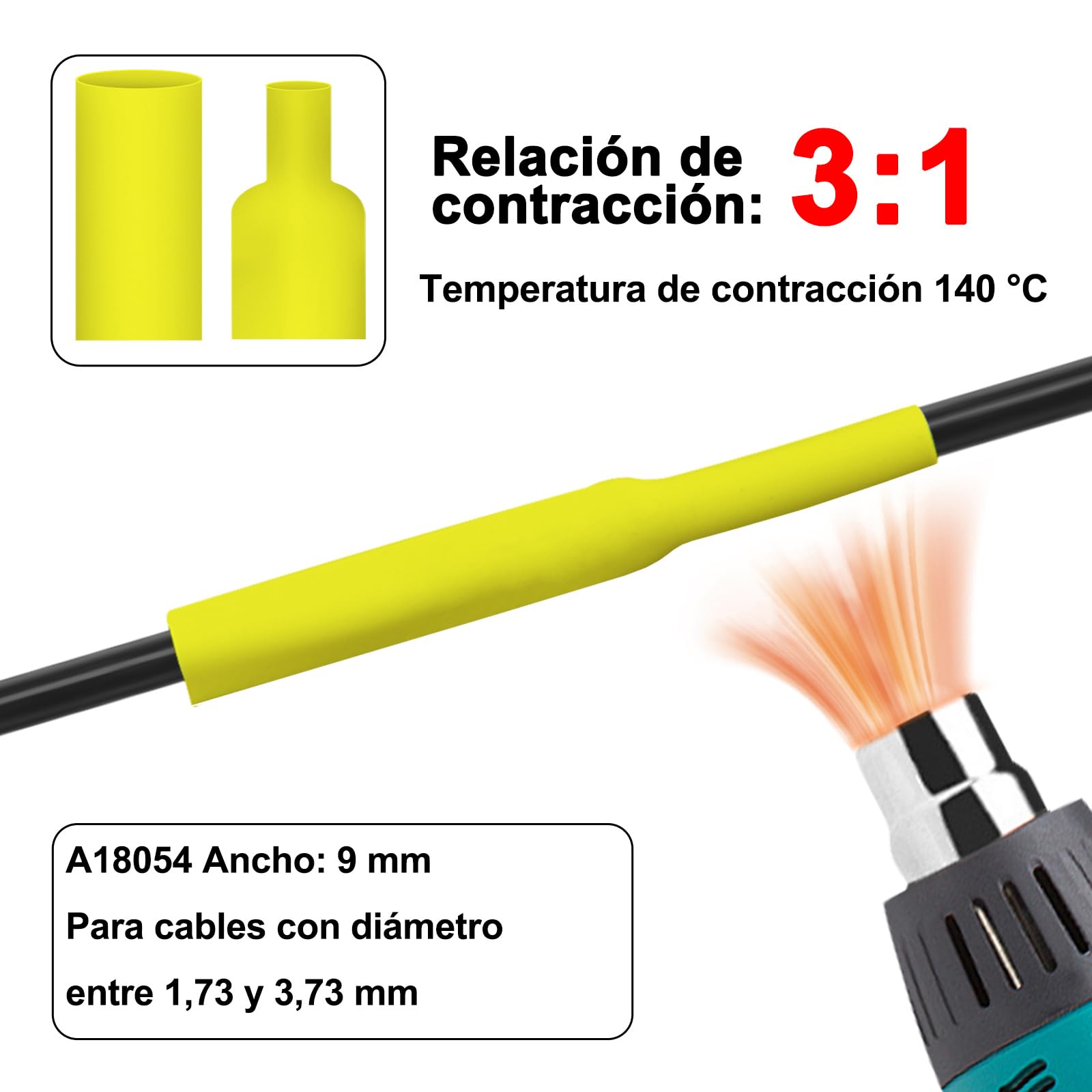 Paquete 40 Repuesto para 18054 Negro sobre Amarillo 6mm compatible Dymo