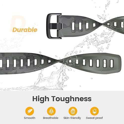 Miniatura 2 de NotoCity Correa de repuesto para Garmin Instinct, silicona suave, compatible con Garmin Instinct 2SolarTactical (camuflaje verde militar)