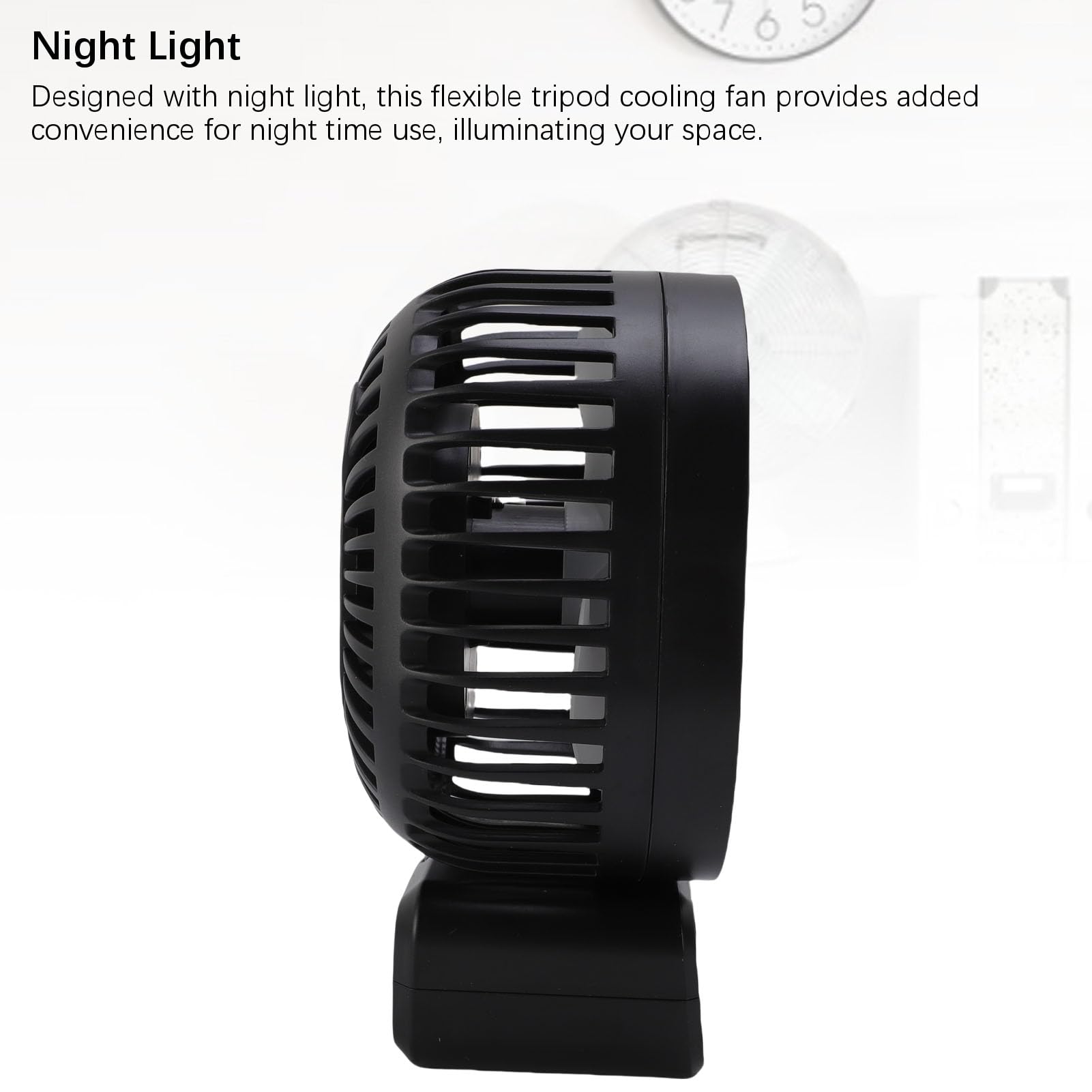 Ventilateur de Refroidissement pour Poussette, Trépied Flexible et Portable, avec Oscillation Automatique et Veilleuse, pour la Maison et le Camping, Matériau ABS