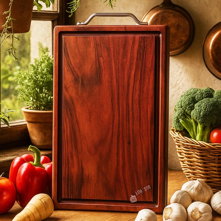 Image of Single Block Rosewood Chopping Board, Food Safe, Processed and Seasoned with Food Grade Mineral Oils, One Piece (17x10 Inches) (Rosewood XL)