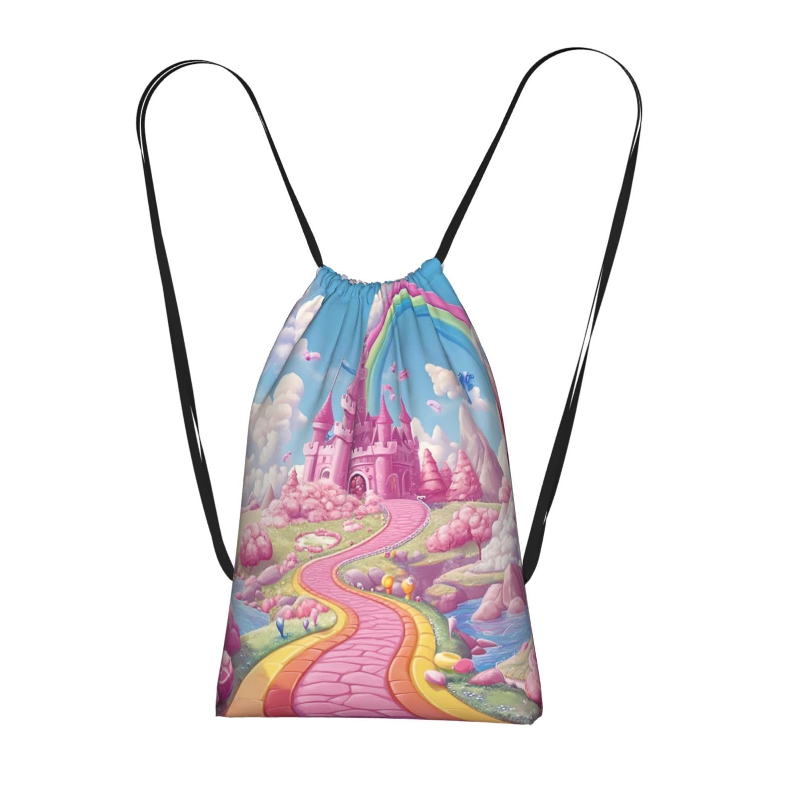 XOPEKVLAWM Drawstring Backpack Gym Bag Candy land Backpack Cinch Tote Drawstring Bags for Sports String Bag