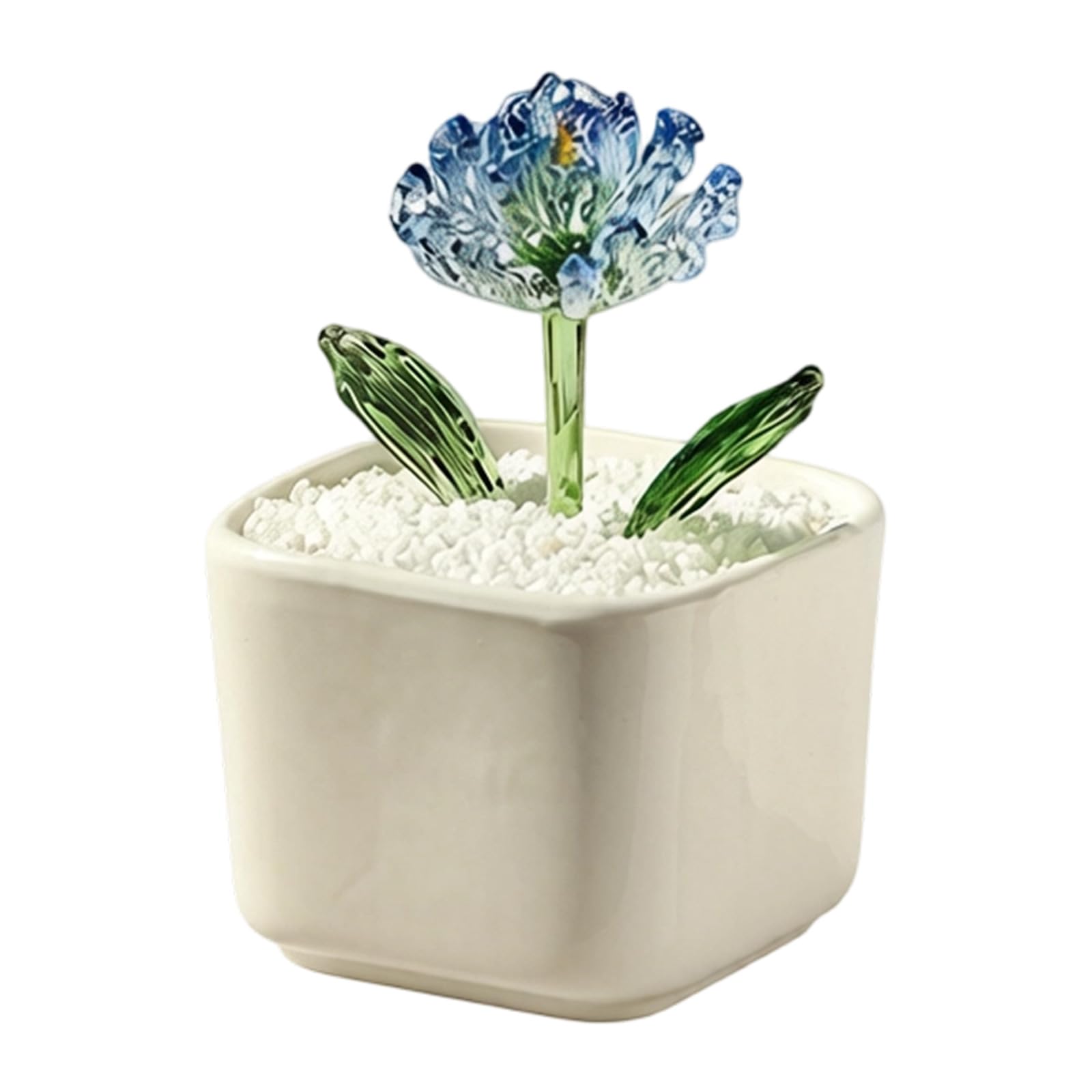 Handcrafted Glass Artificial Flower Centerpiece with Realistic Blooms for Workspaces Ornament Miniature Home Decoration Tabletop Low Maintenance