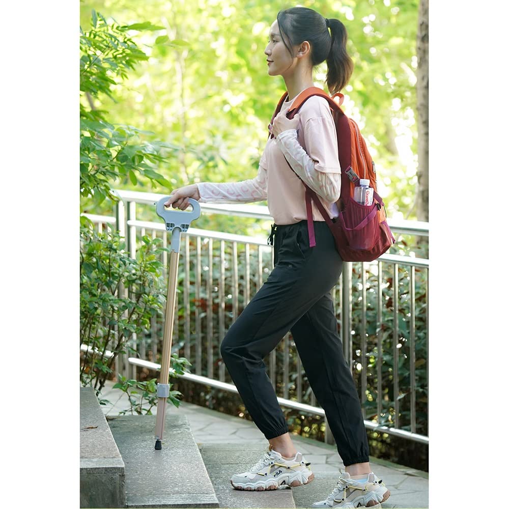 ZJIEX Faltbar Gehstock Mit Sitz, Leicht Spazierstock Wanderstock, Tragbare Krücke Gehhilfe 3 Beine, Belastbar Bis 150 Kg, Mit Reisetasche (Color : Brown)
