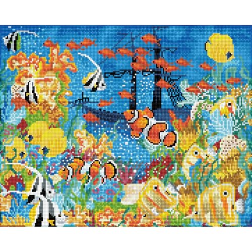 Image of DIAMOND DOTZ Underwater Paradise Diamond Painting Kits for Adults - Diamond Art Kits a Relaxing Creative Craft Kit with Dotz Gems 16.1x20.1