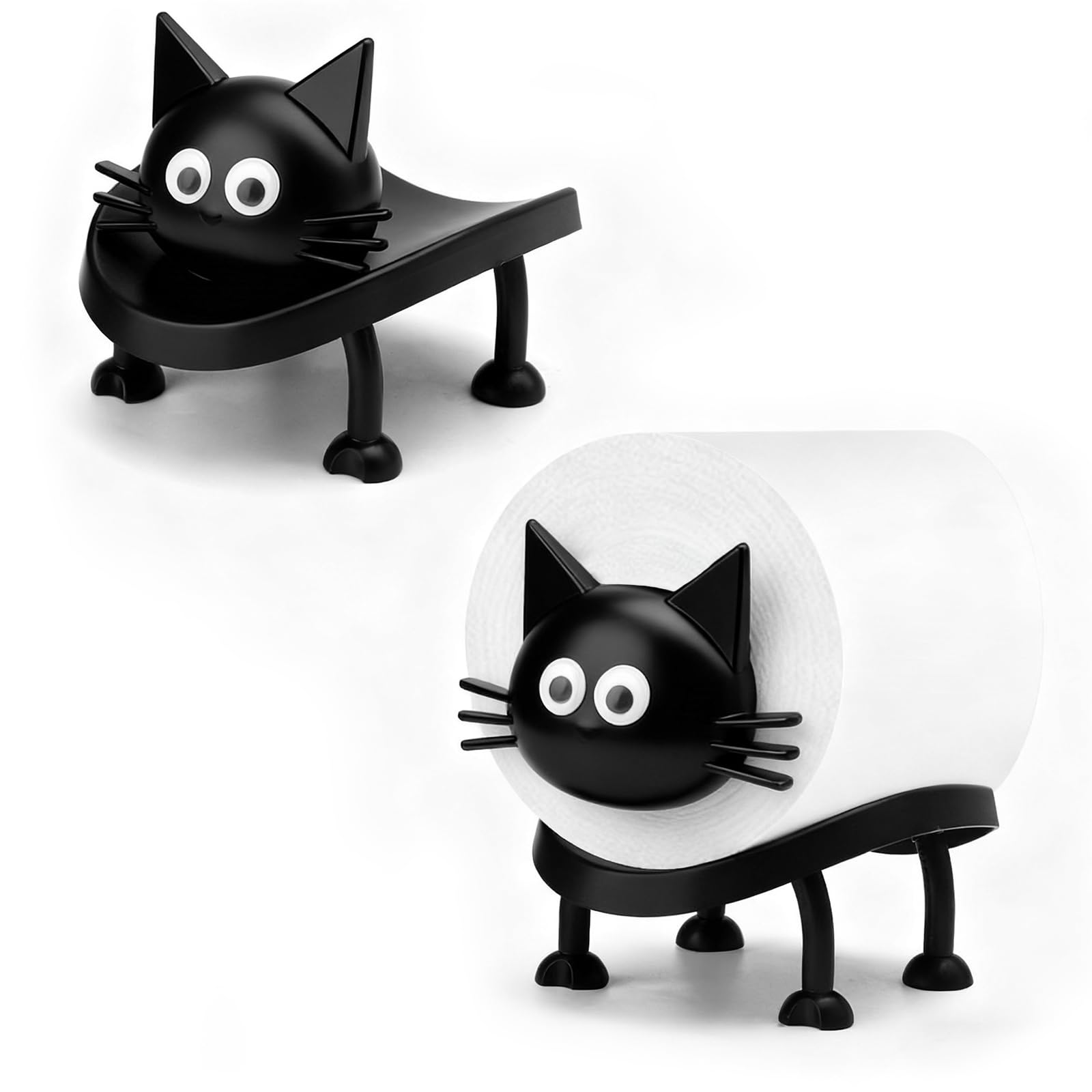 HENGBIRD Cat Toilet Roll Holder Freestanding Tissue Roll Stand Bathroom Paper Holder Decorative Cat Design Easy Assembly Sturdy Storage Organiser for Home Bathroom Gift