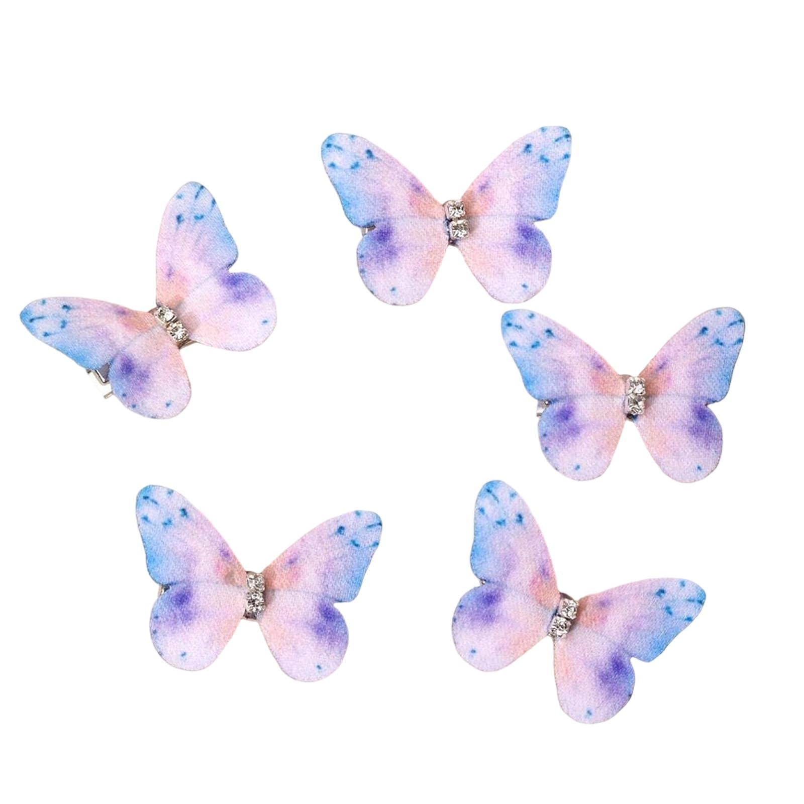 MICFENY 5PCS Fabric Butterfly Hair Clip 2000s Hairpin For Themed Event Birthdays Weddings And Casual Wear Women Girl Hair Decors