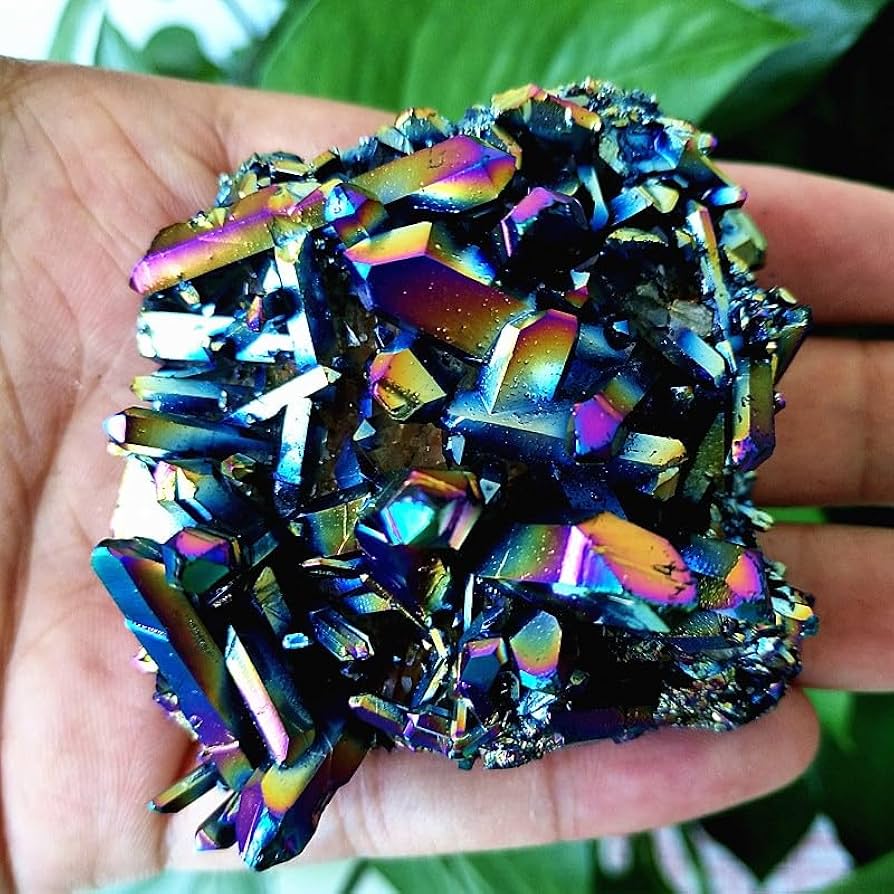 クリスタルクラスター Amazon.co.jp: 天然電気メッキ 7 色クリスタルクラスター鉱石