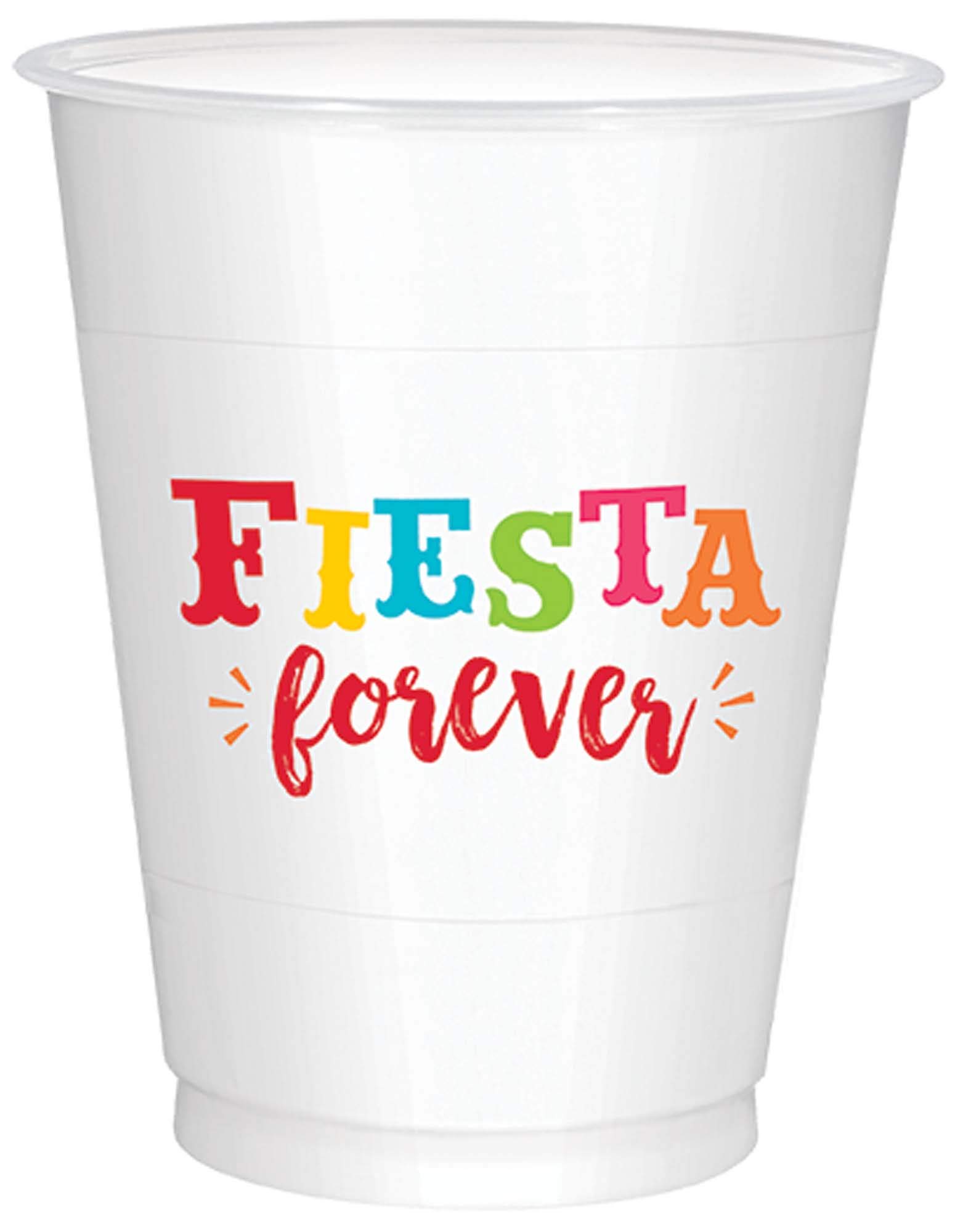 Fiesta Forever Plastic Cups - 16 oz. (Pack of 25) - Vibrant, Durable & Perfect for Parties, Events, and Celebrations
