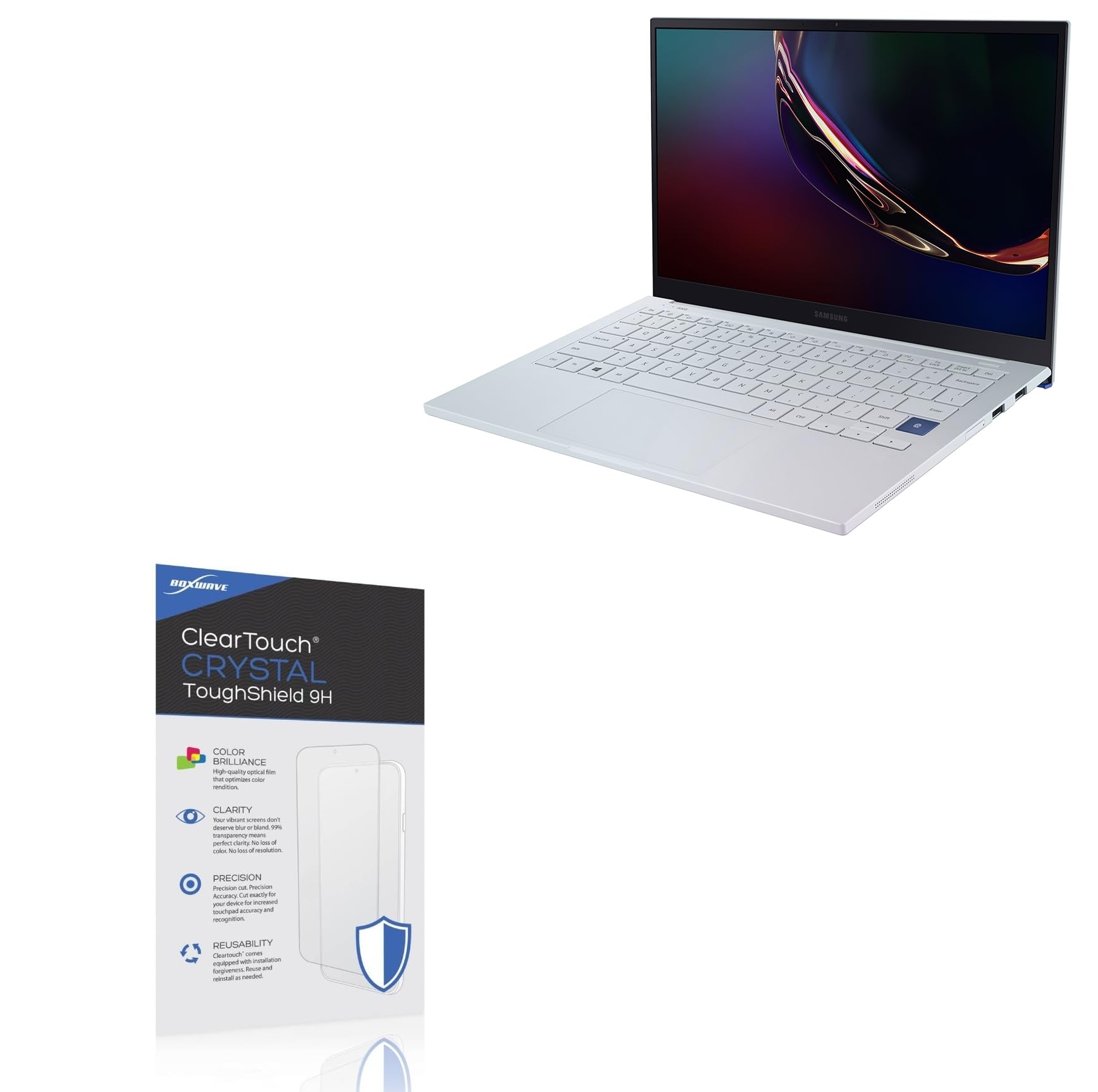 BoxWave Screen Protector Compatible With Samsung Galaxy Book Ion (15 in) - ClearTouch Crystal ToughShield 9H (2-Pack), Clear 9H Tough Flexible Film Screen Protector