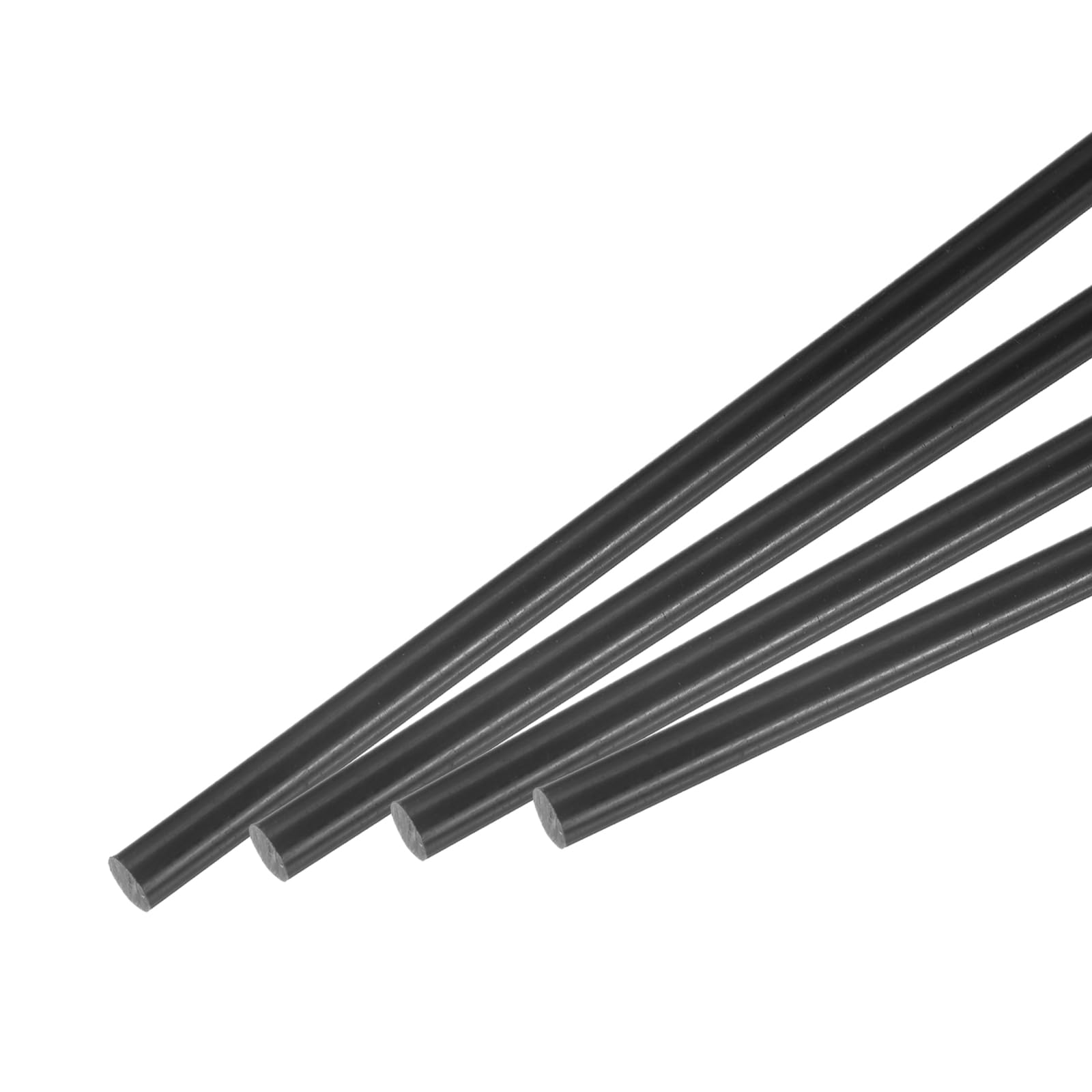 MECCANIXITY ABS Plastic Rod Round Solid Bar 6mm x 400mm Black for DIY Model Material, Architectural Model Making, DIY Sand Table, Pack of 4 Pcs