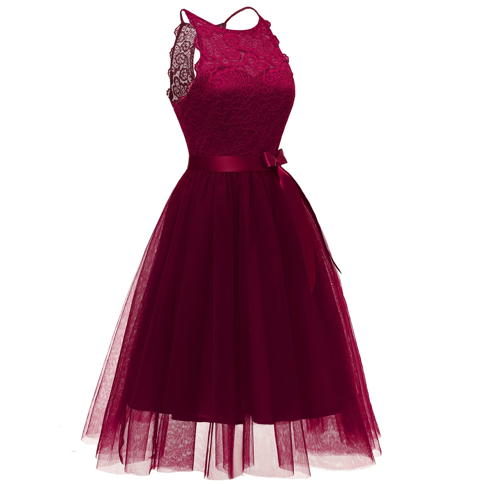 Vestido de encaje sexy sin mangas de cintura alta mini vestidos de fiesta casual vestido de cóctel vestido de boda de verano