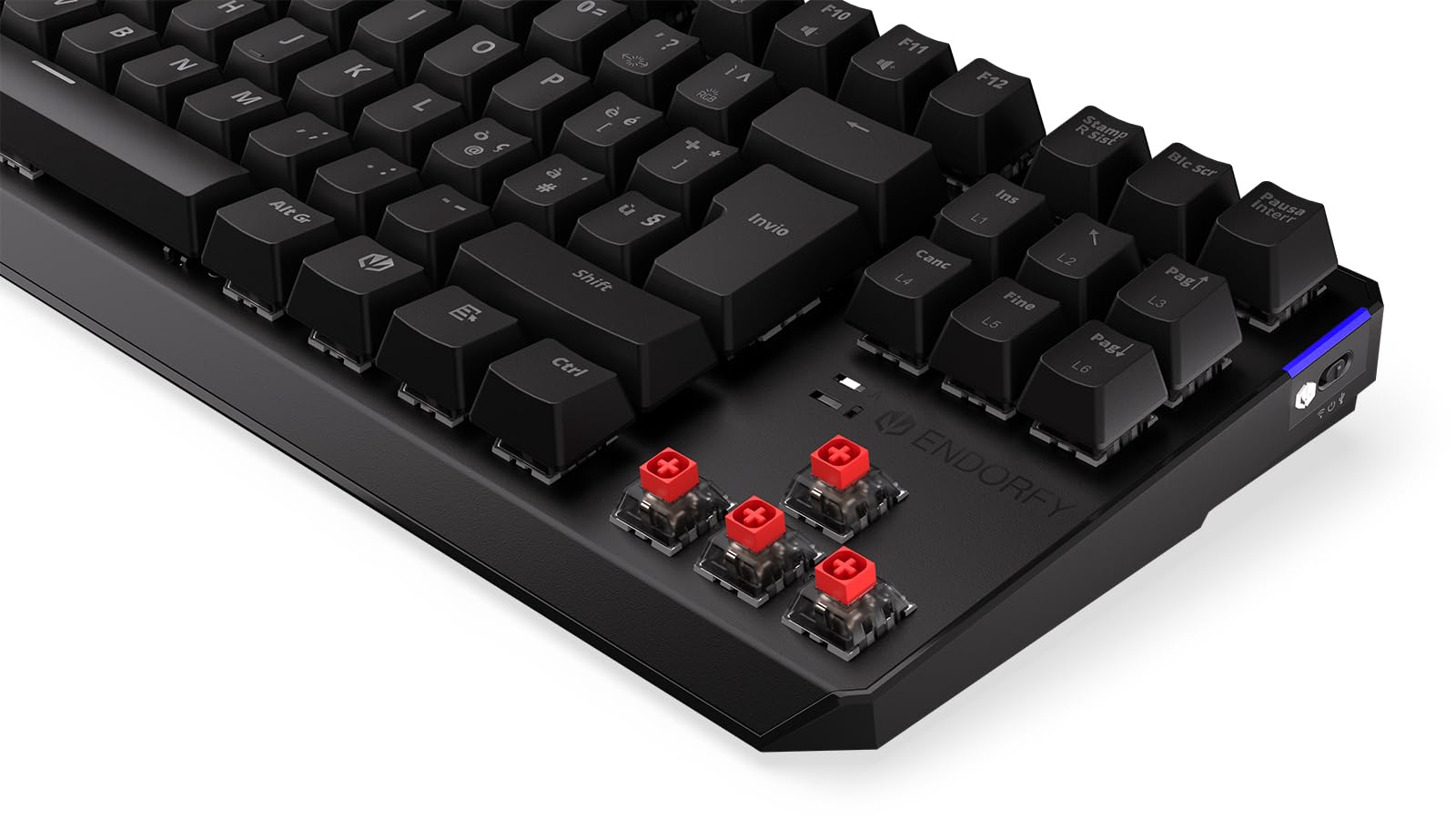 ENDORFY Thock TKL Wireless IT Red, switch Kailh Box Red, connettività 2.4 GHz e Bluetooth, tastiera meccanica TKL 80%, layout Italiano, EY5G006
