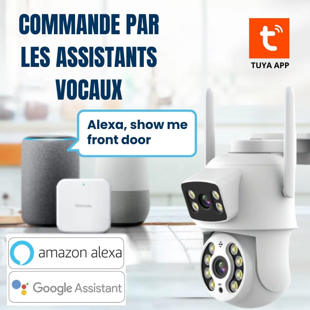 Caméra de surveillance extérieure WiFi NA1 Double Tuya - Smart Home Outdoor Caméra IP avec Wi-Fi, Local/Cloud Storage