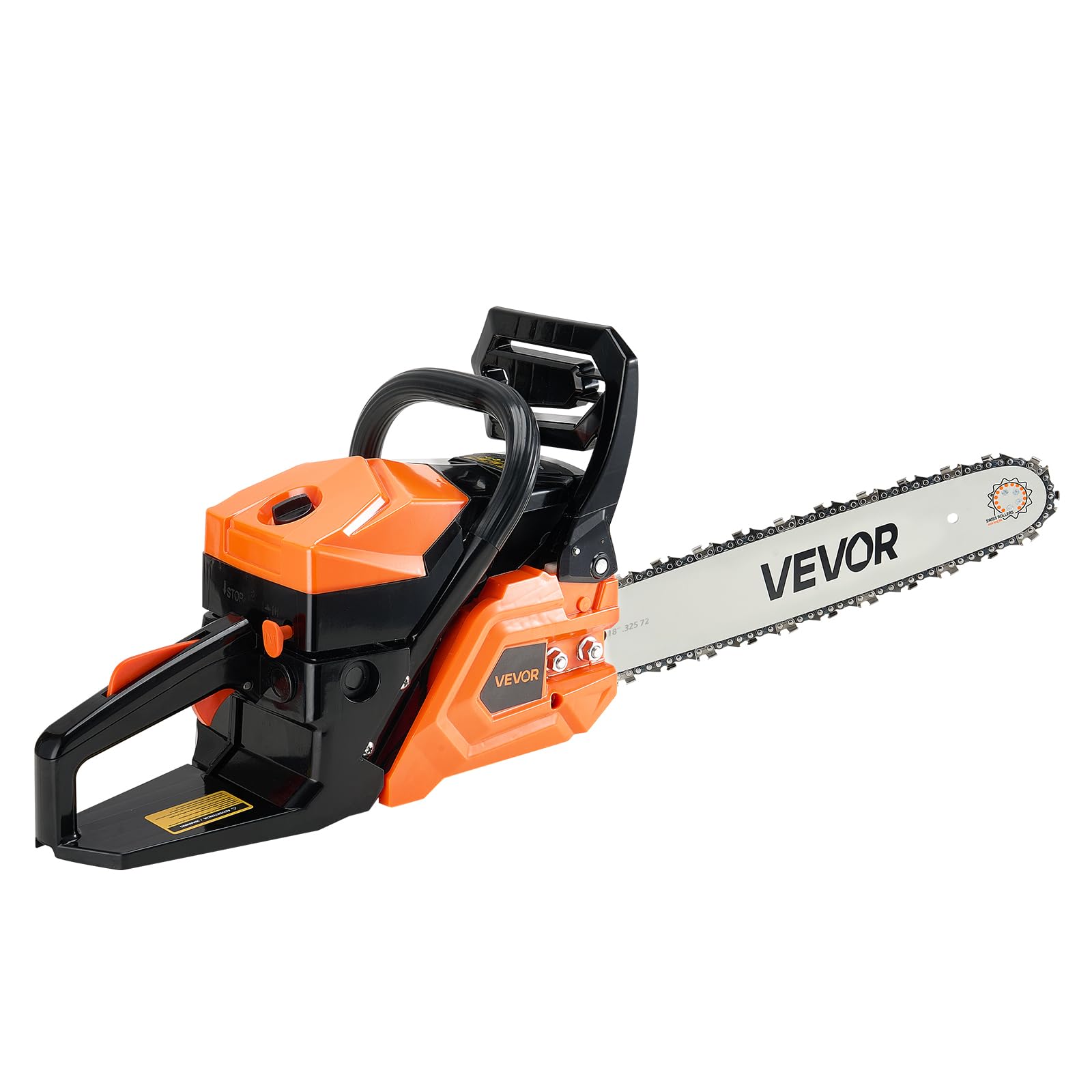 VEVOR Motosierra de Gasolina de 455 mm, Motosierra de Gasolina de 52 cc, 2,4 HP con Mango Antideslizante, Doble Depósito de Combustible, Ideal para Cortar Madera, Podar Árboles y Limpiar Terrenos