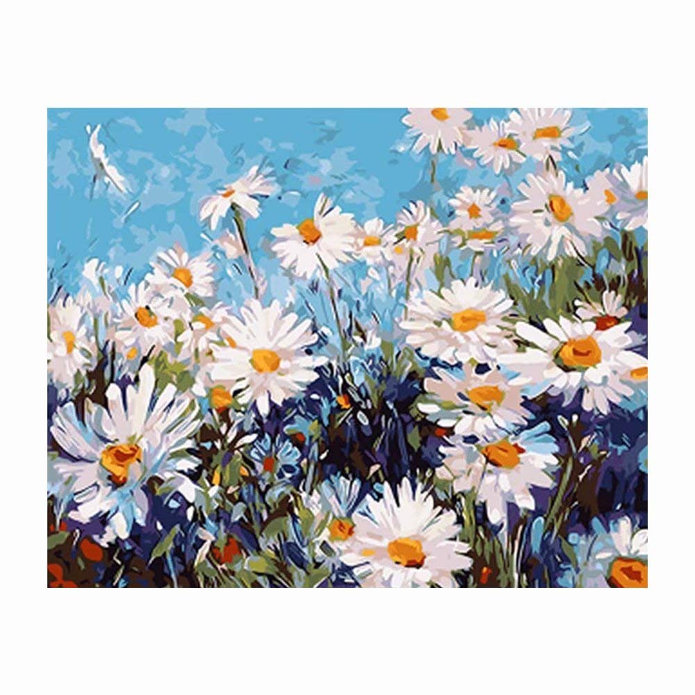 Paint by Numbers for Adults Flowers, DIY Oil Painting for Beginner Adults and Kids with Brushes & Acrylic - Blooming Daisy 16x20 inch