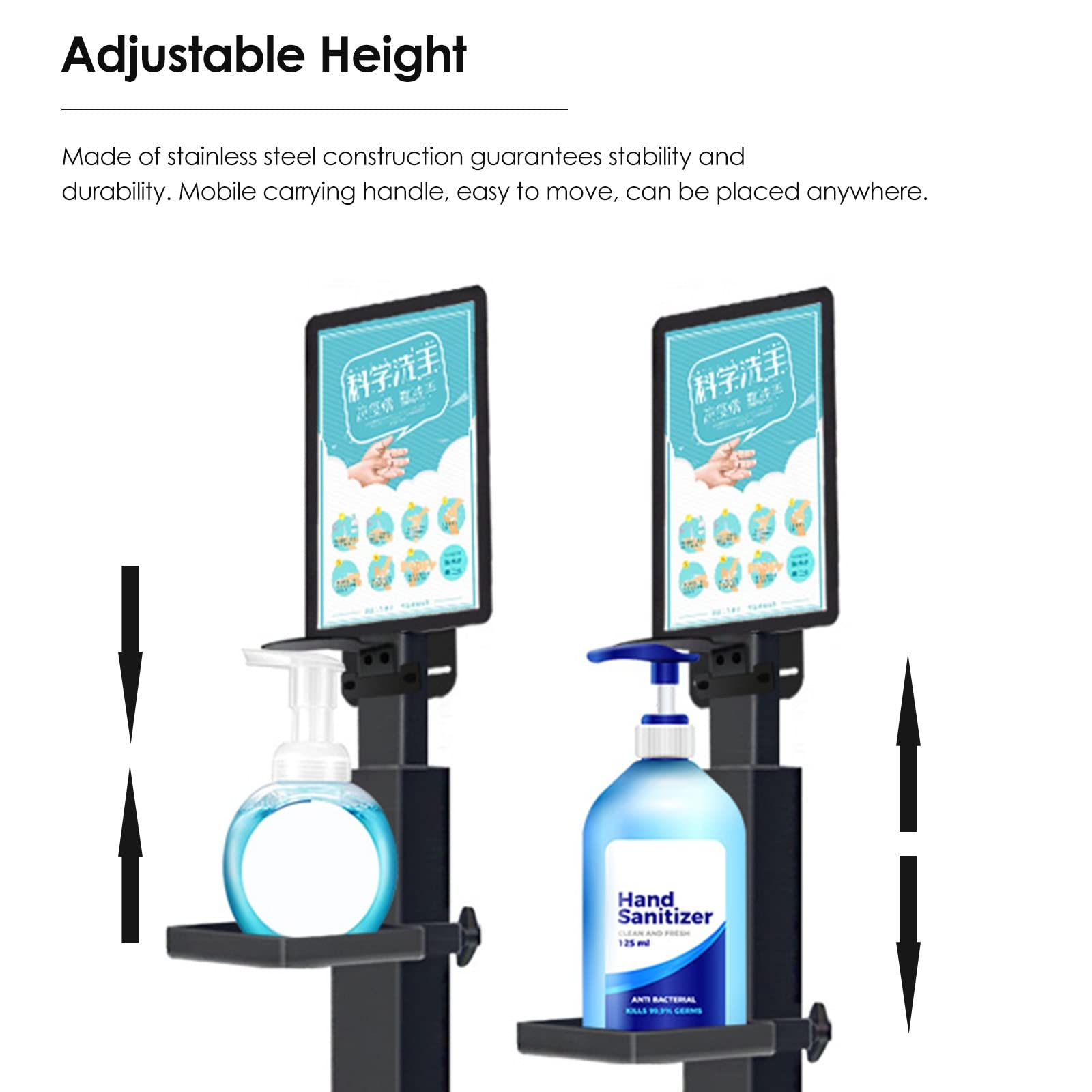 YXXSDP Dispenser Gel disinfettante Mani Senza Contatto Dispenser di Sapone E Disinfettante per Le Mani con Supporto, Commerciale in Piedi Sapone Schiumoso Titolare, per Banca Negozio Eventi