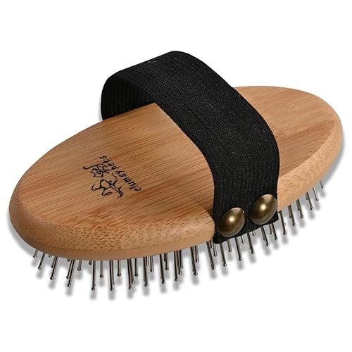 Pincel de bambú con forma de bola de palmera para perros pequeños y gatos, masaje, desprendimiento y baño, pasador de metal, herramientas para