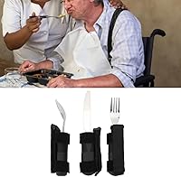 Vista 3 de Adaptive Cutlery Set Weighted Utensils Set with Textured Composite Handle Non Slip Design for Elderly Adults Stainless Steel 3 Pieces