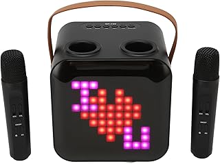Portable Karaoke Speaker System with RGB Light, Bluetooth5.0 2 Wireless Microphones for Car Karaoke, Family Gatherings
