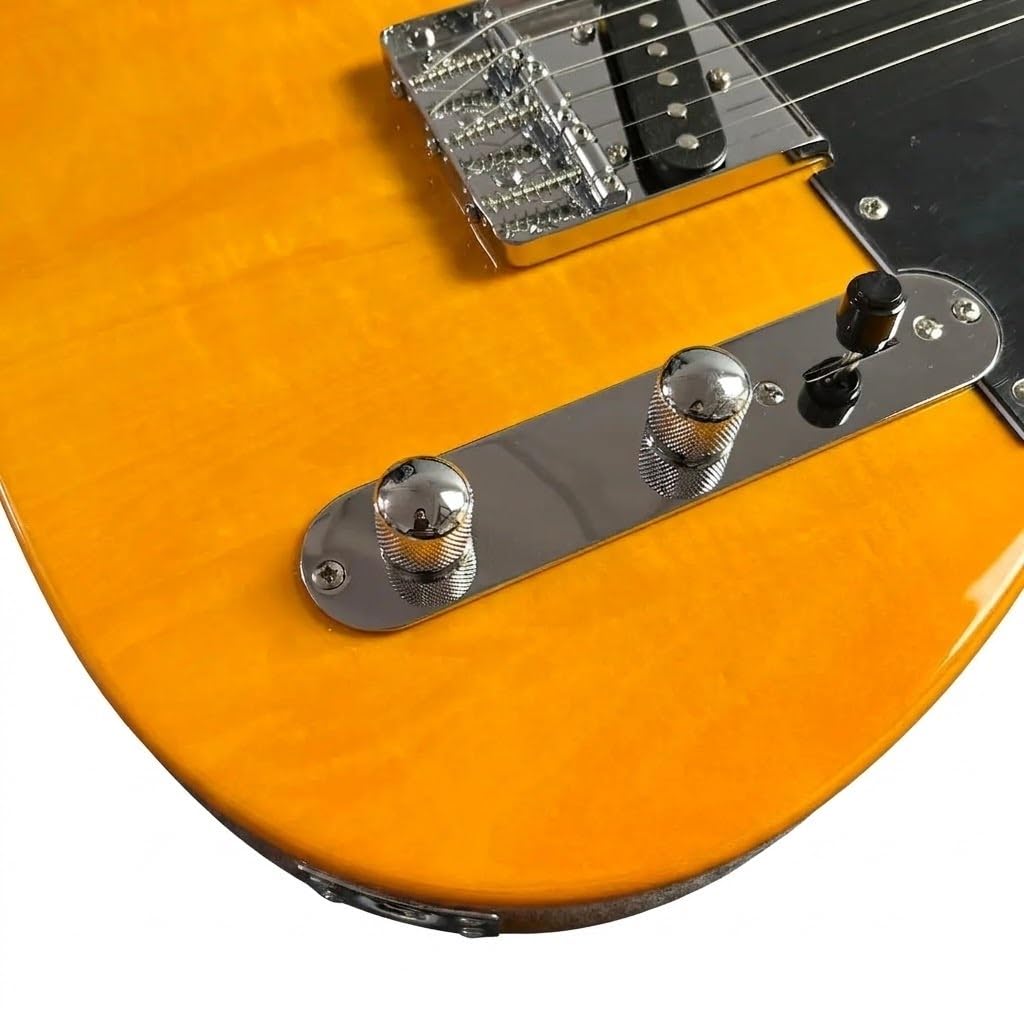 Chitarra elettrica a corpo solido, stile T Butterscotch Blonde con tastiera in acero, full size 39" for esercitazioni for principianti e palco (Guitarra Electrica)